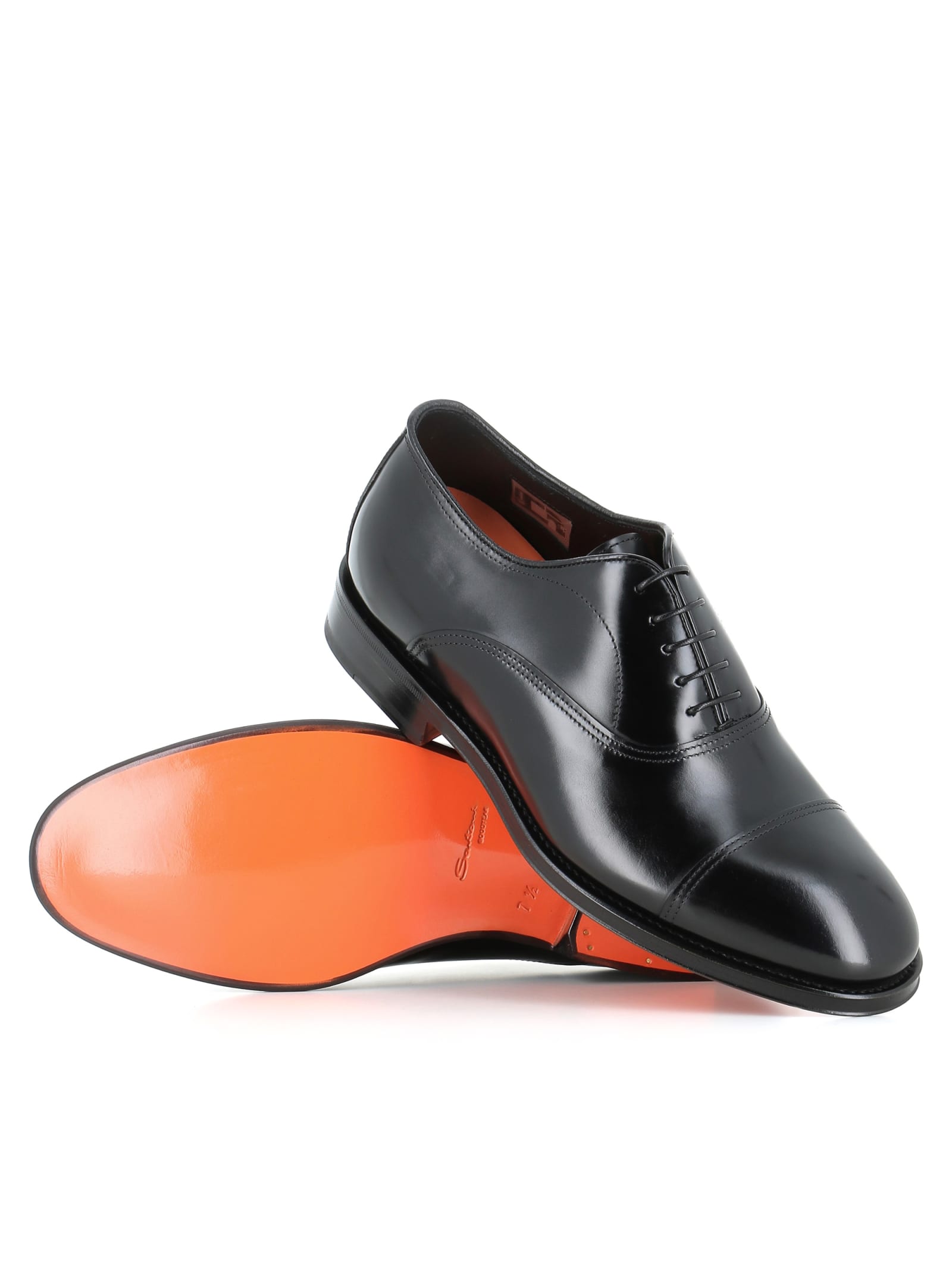 Santoni French Leather And Rubber Background In Black