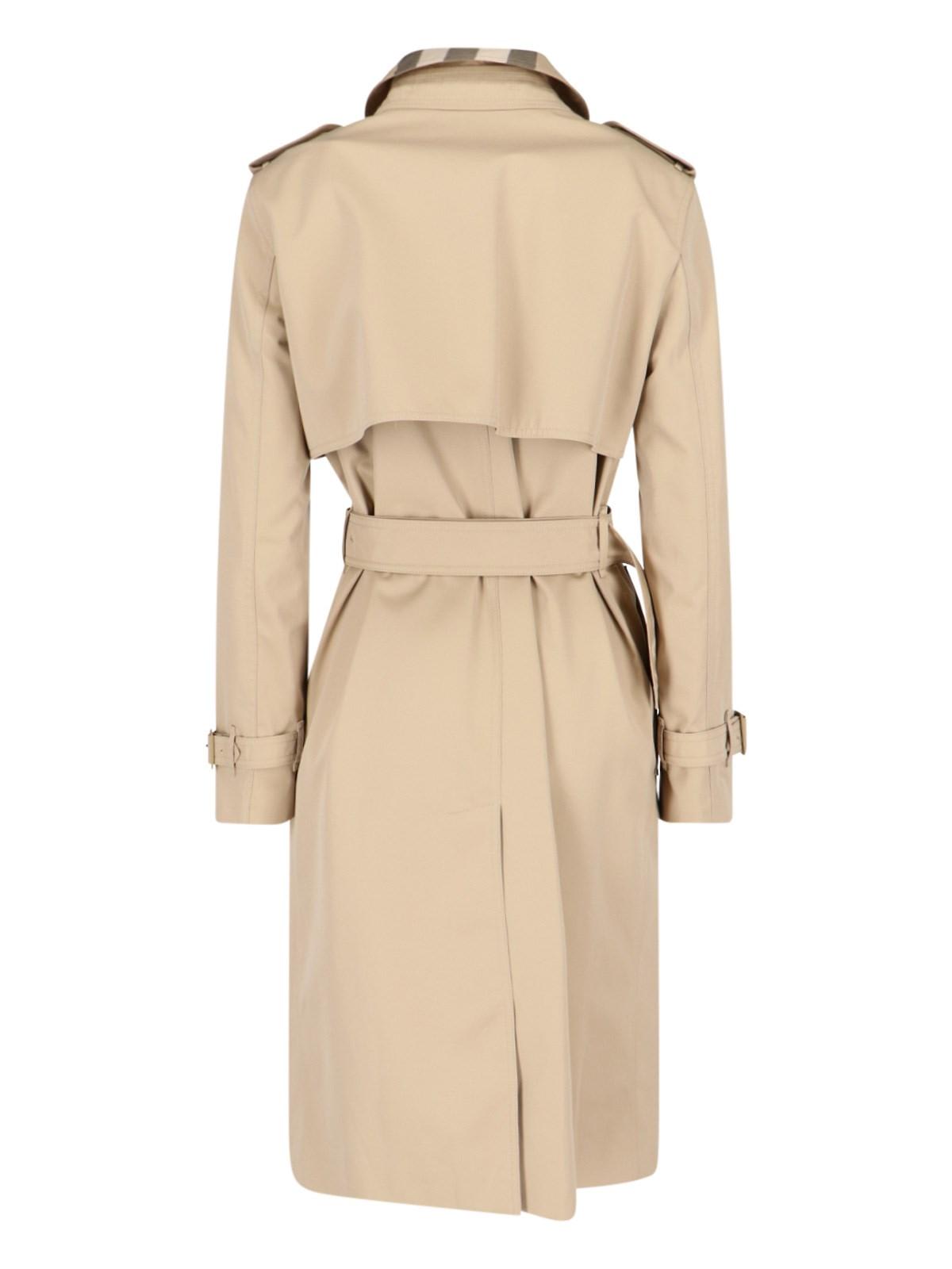 Shop Burberry Check Details Trench Coat In Beige