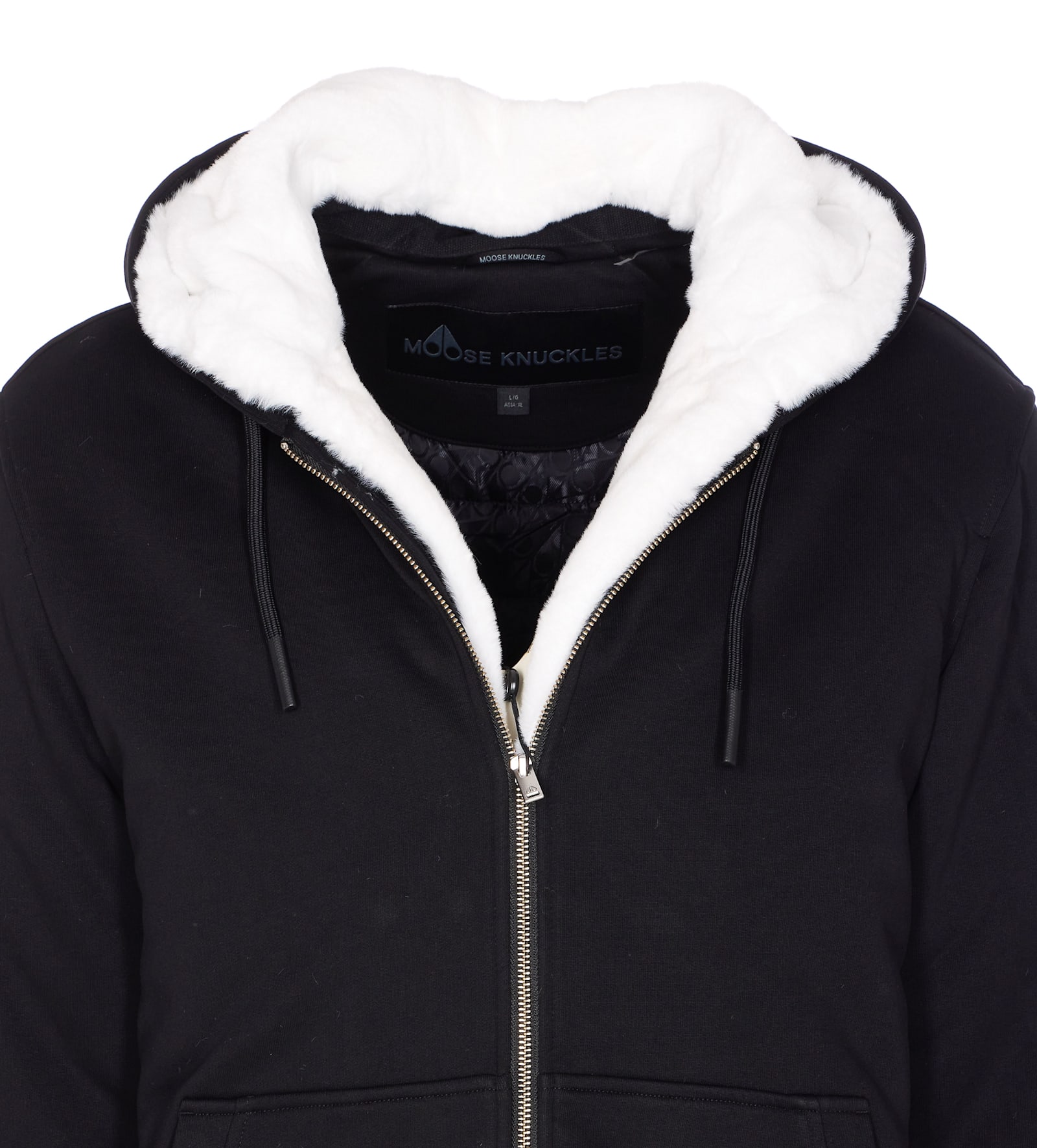 Moose Knuckles Black And White Cotton Casual Jacket In Black