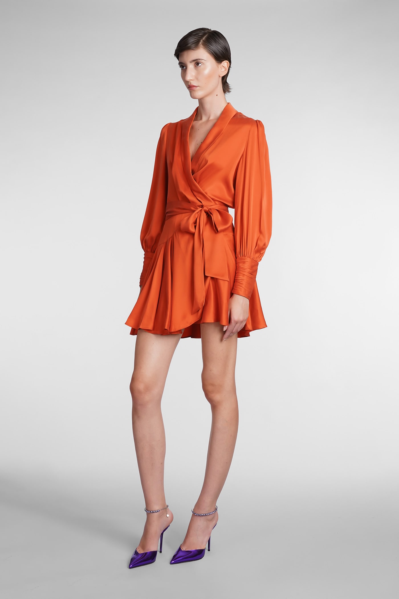 Shop Zimmermann Dress In Orange Silk