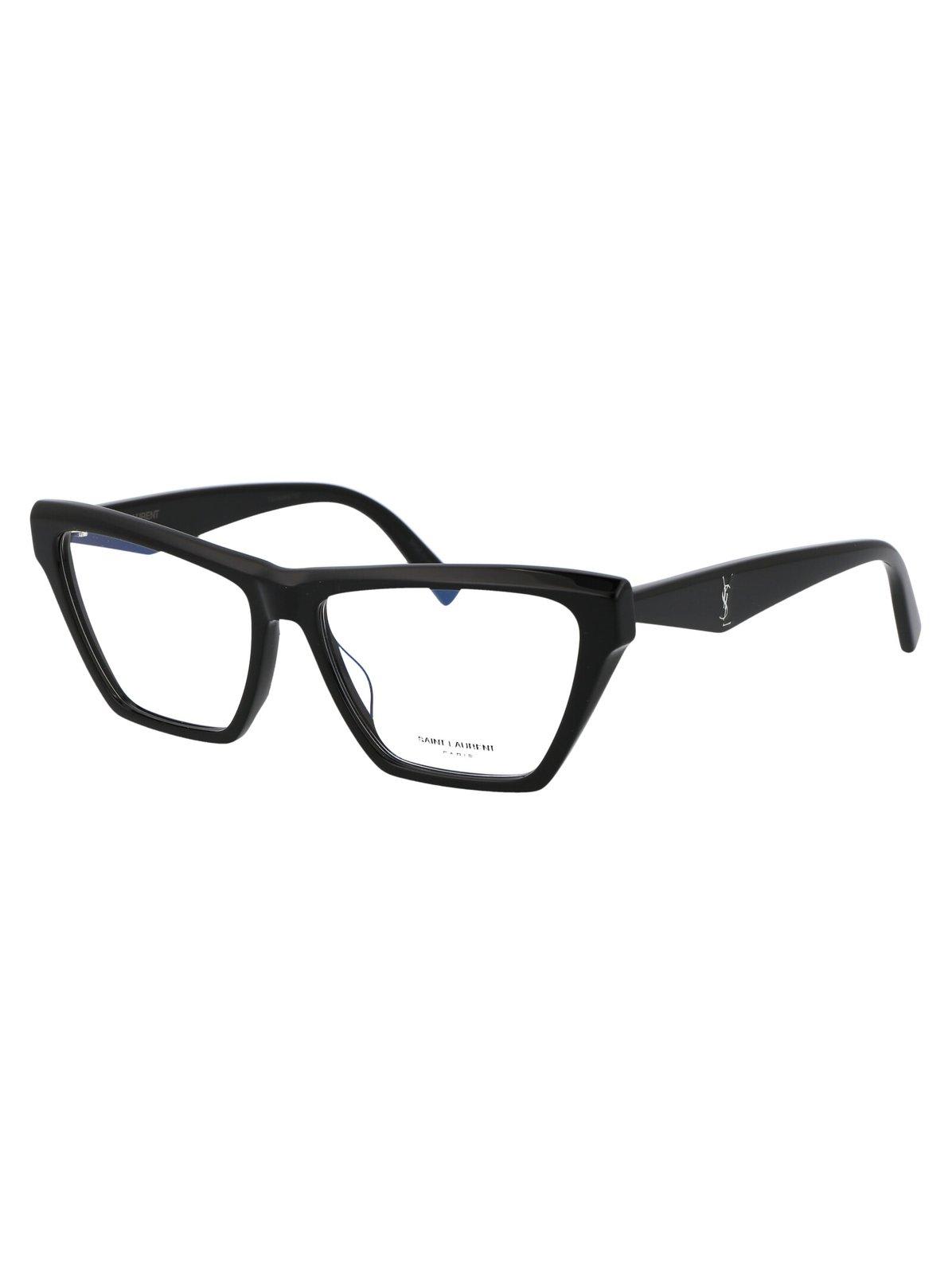 Shop Saint Laurent Cat-eye Frame Glasses In 002 Black Black Transpare