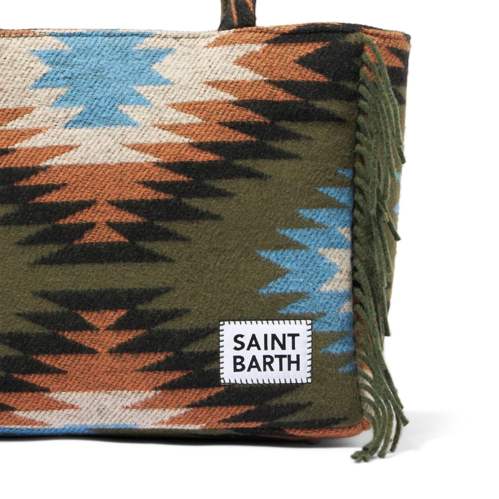 Shop Mc2 Saint Barth Vanity Blanket Shoulder Bag With Ethnic Print And Fringes In Multicolor