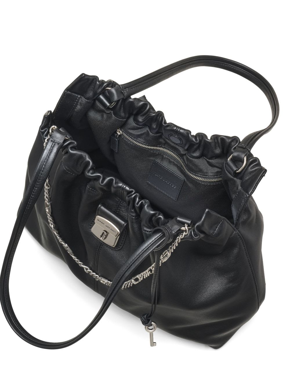 Marc Jacobs The Tote Suede Leather Shoulder Bag In Black