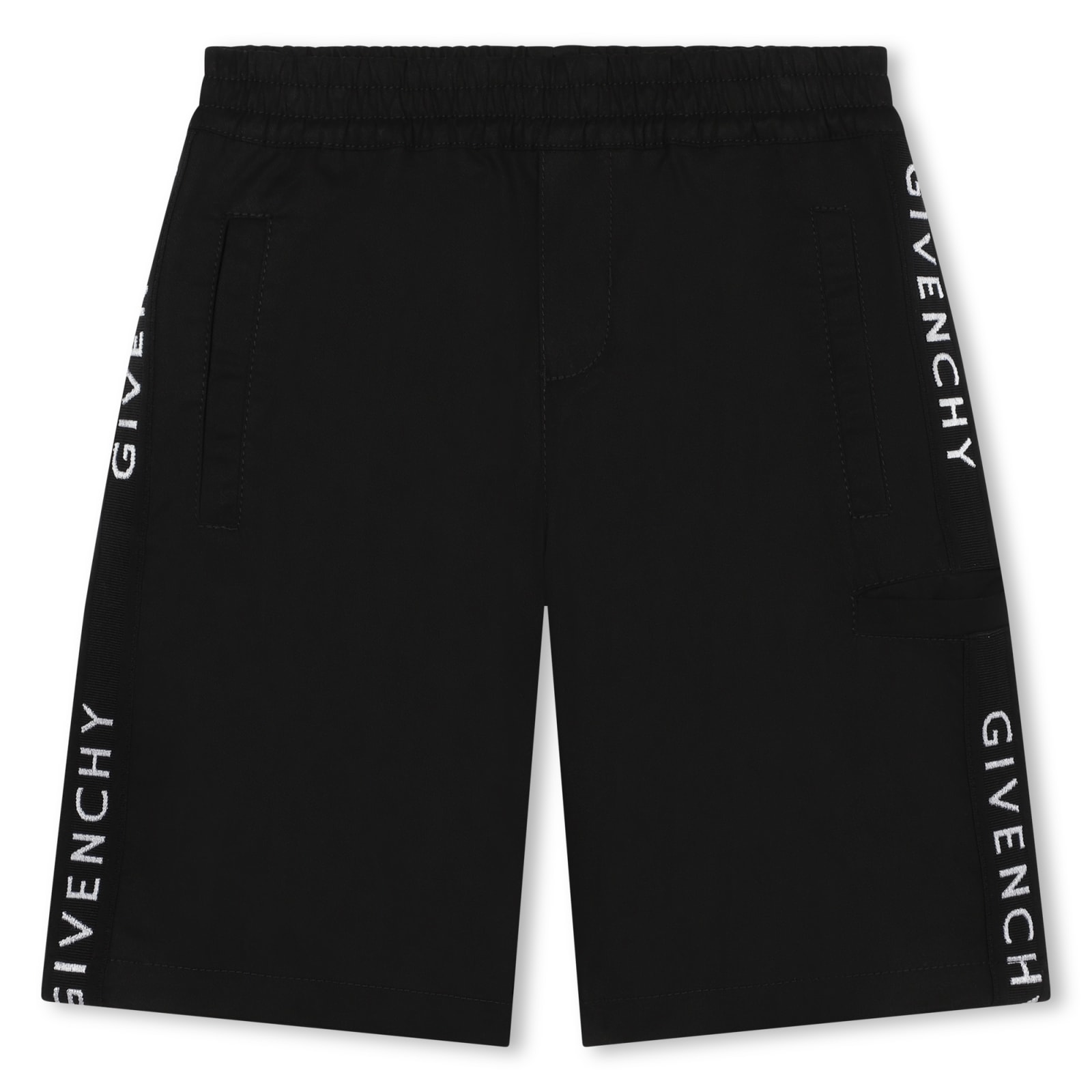 Shop Givenchy Bermuda Shorts With Logo Band In Nero