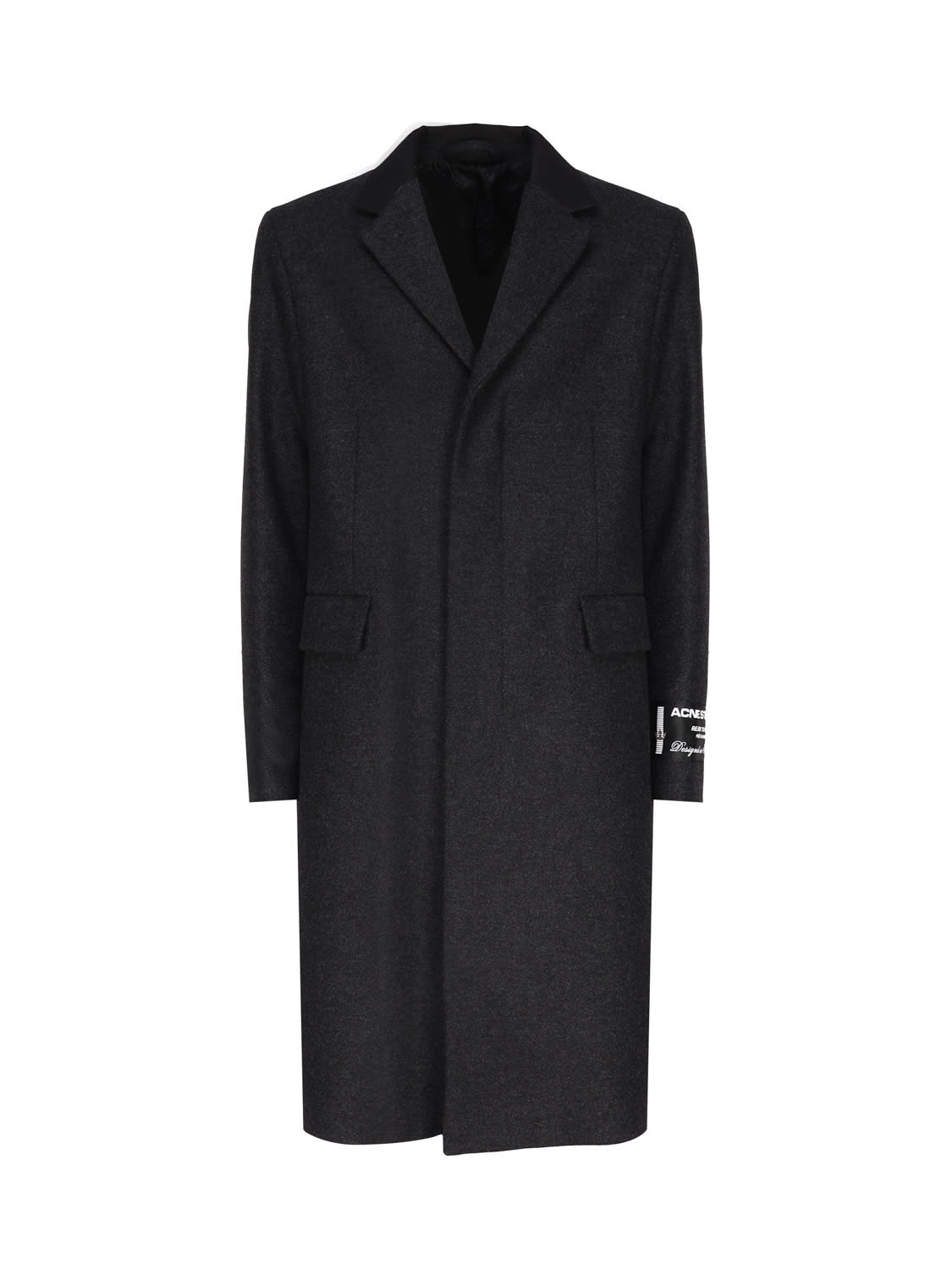 Acne Studios Single-breasted Tailored Coat In Dark Grey Melange