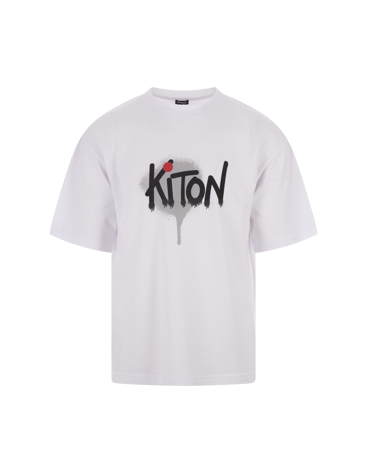 White T-shirt With Graffiti Style Kiton Logo