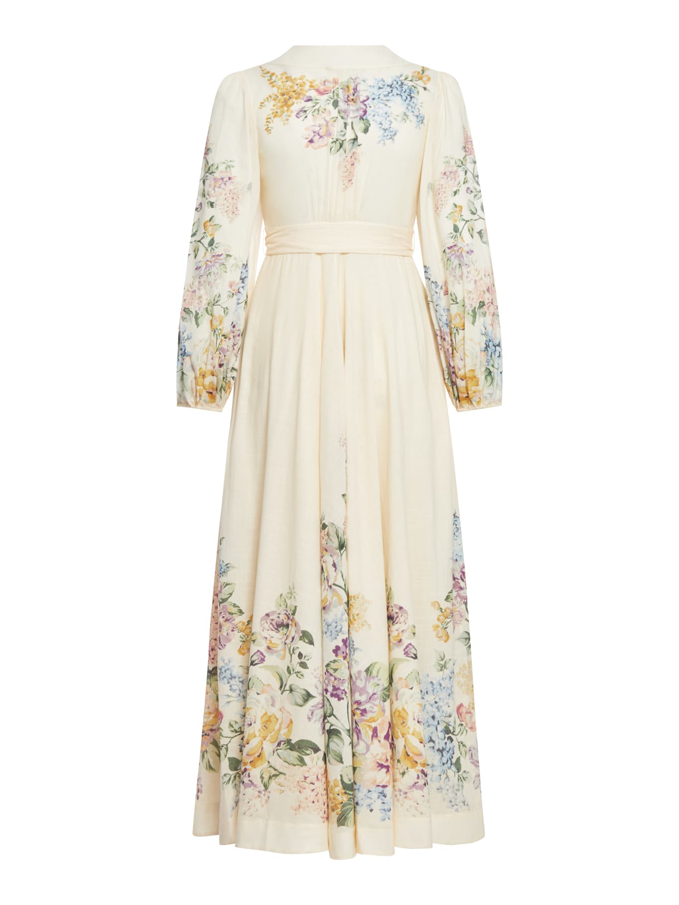 Shop Zimmermann Halliday Wrap Midi Dress In Cwfl Cream Watercolour Floral