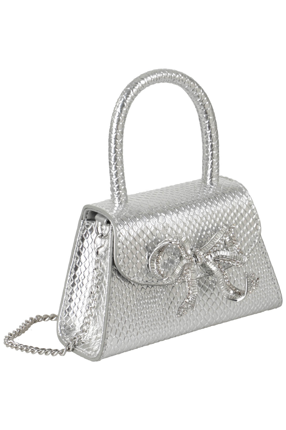 Self Portrait Diamante Micro Python Bow Bag