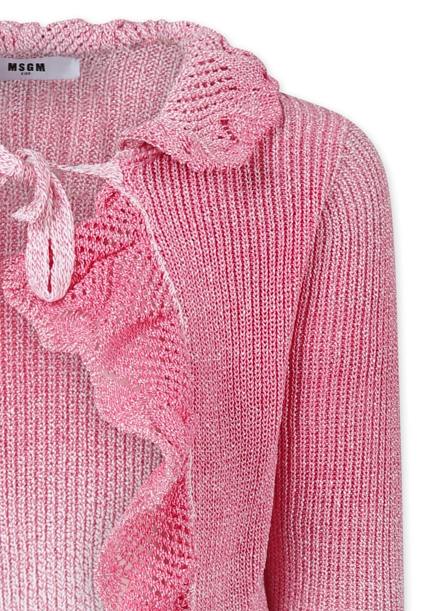Shop Msgm Pink Cardigan For Girl With Logo