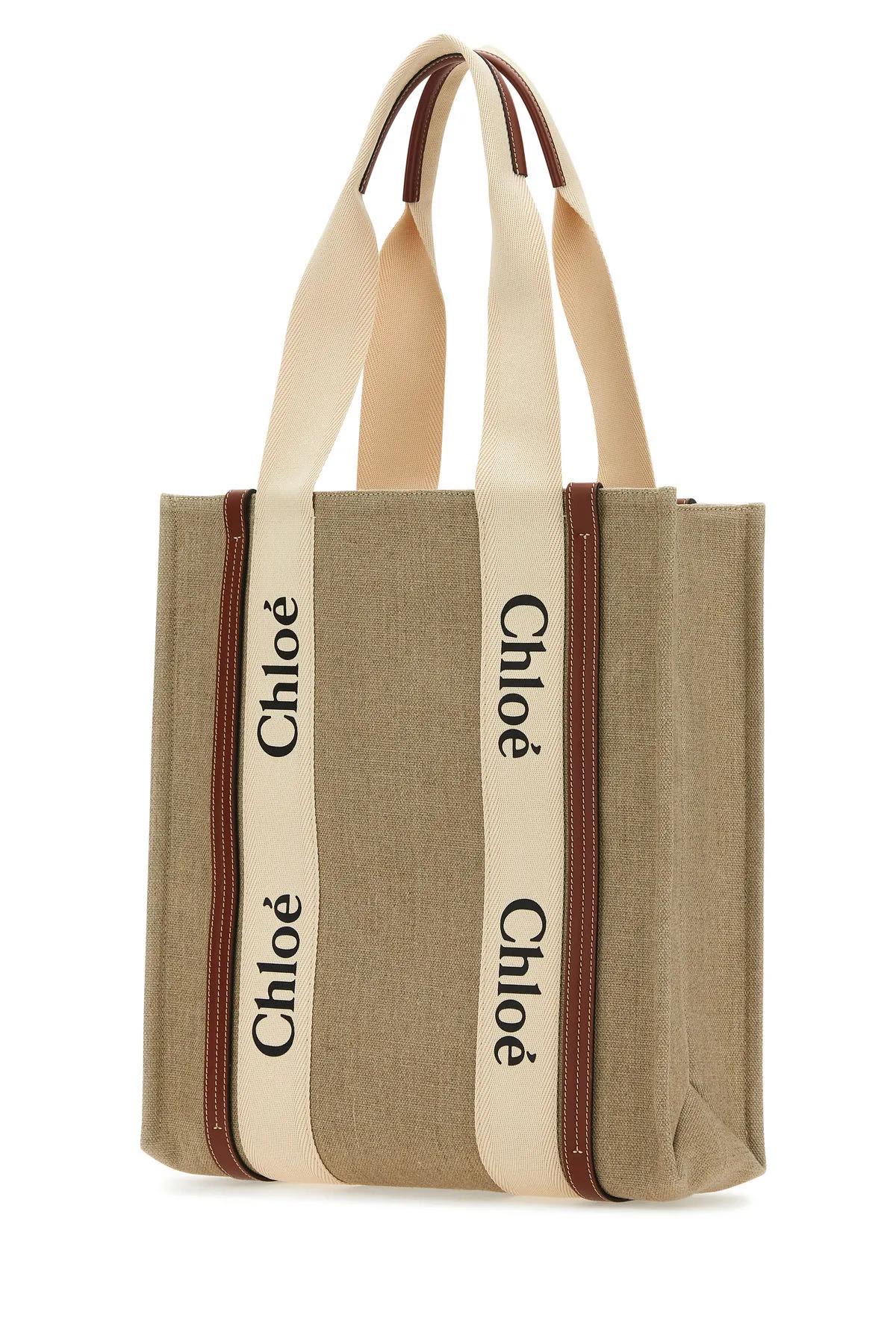 Shop Chloé Multicolor Fabric Woody Shopping Bag In Brown