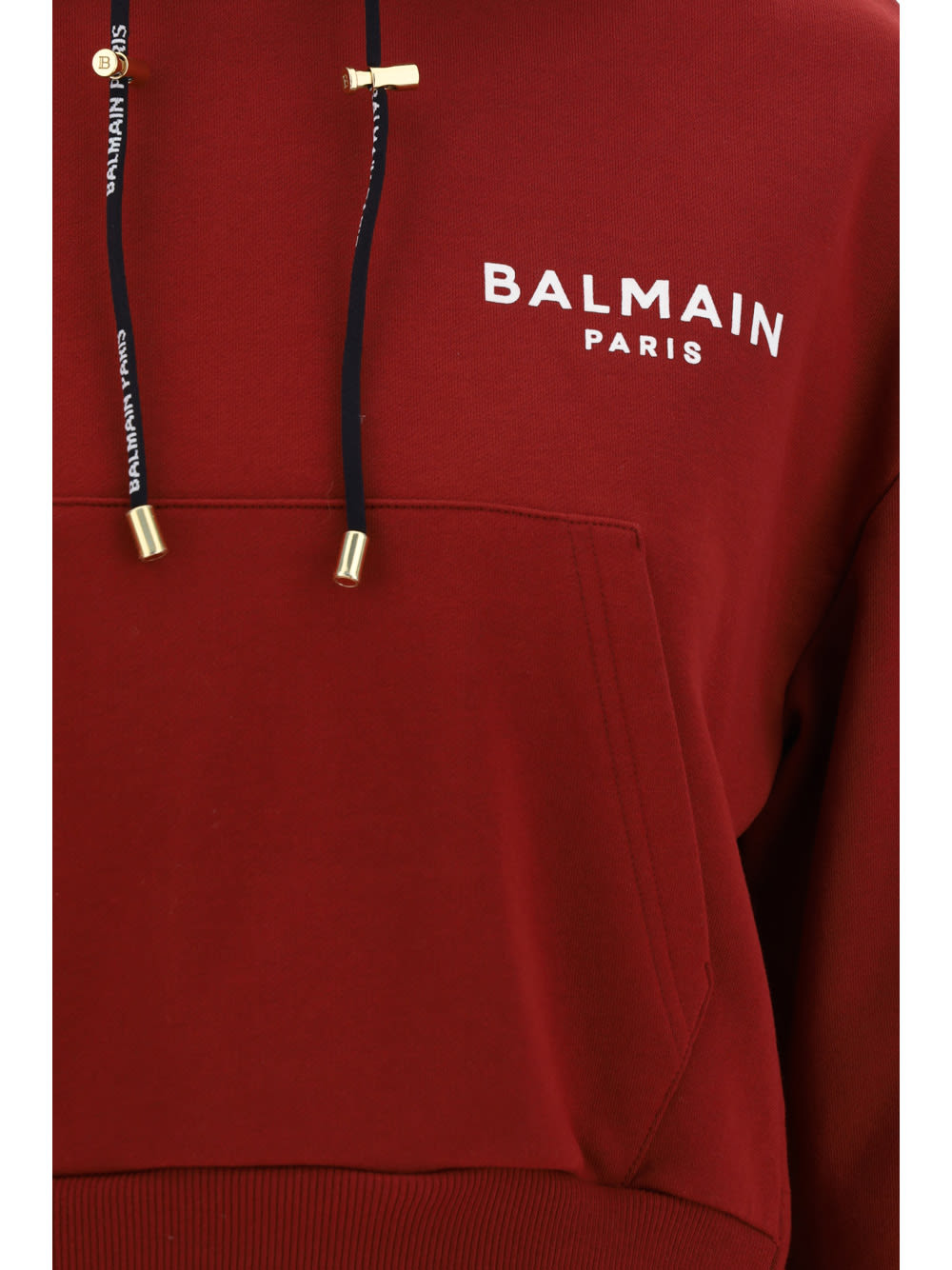 Shop Balmain Hoodie In Rosso/bianco