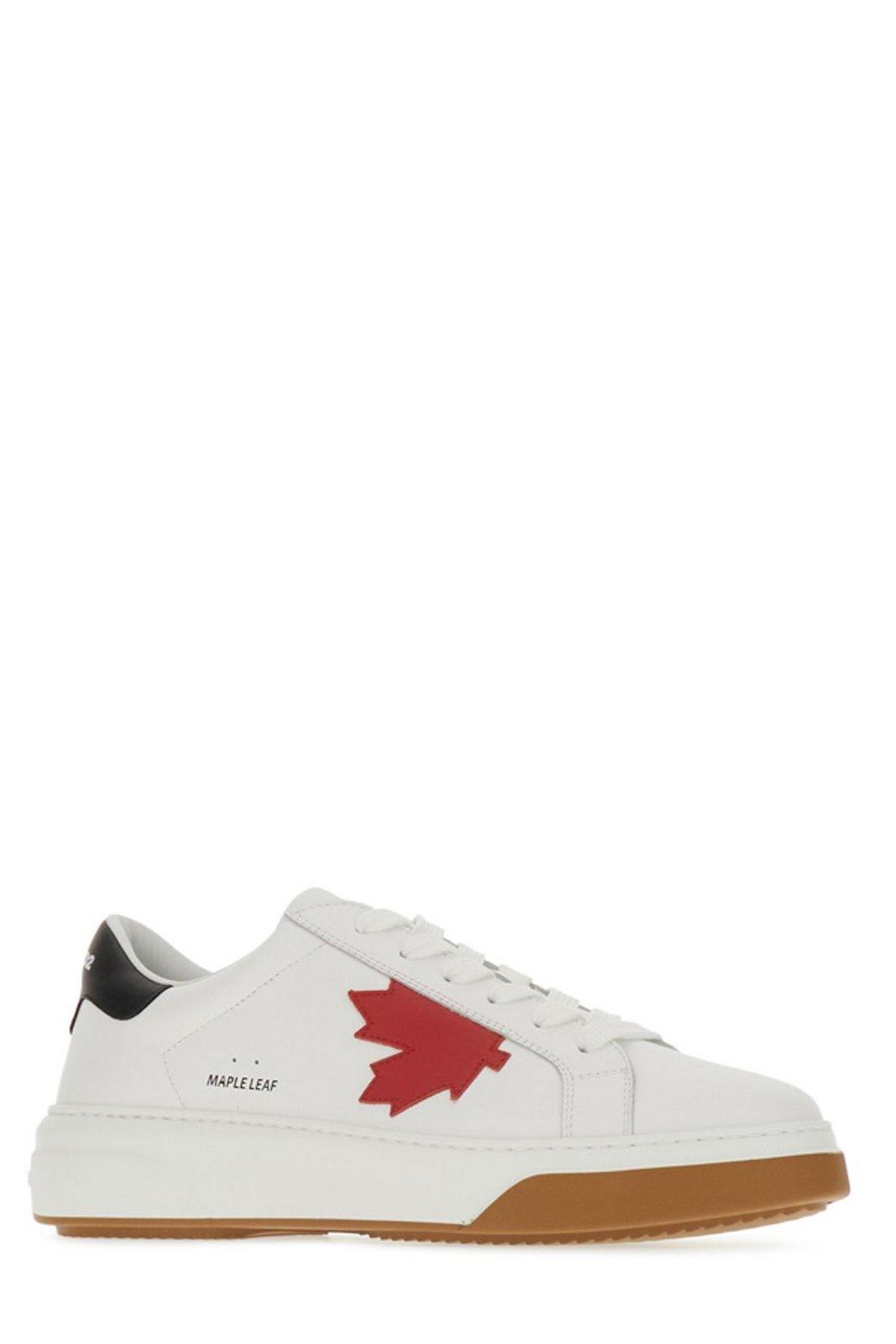 Shop Dsquared2 Bumper Round Toe Lace-up Sneakers In Bianco