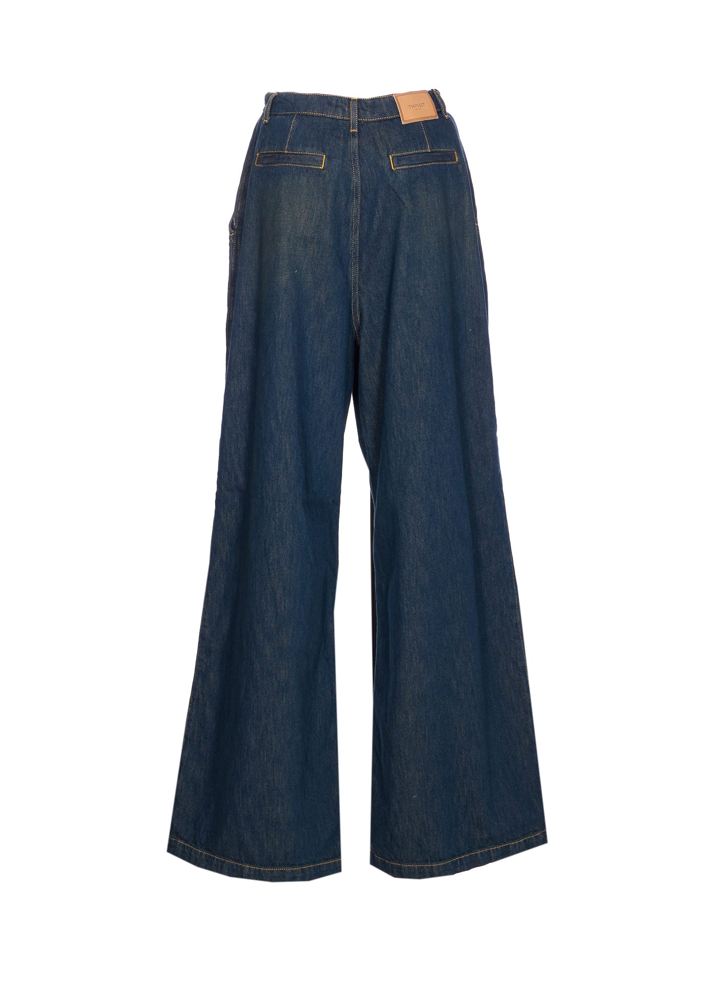 Twinset Wide Leg Trousers Front Pleats In Blue
