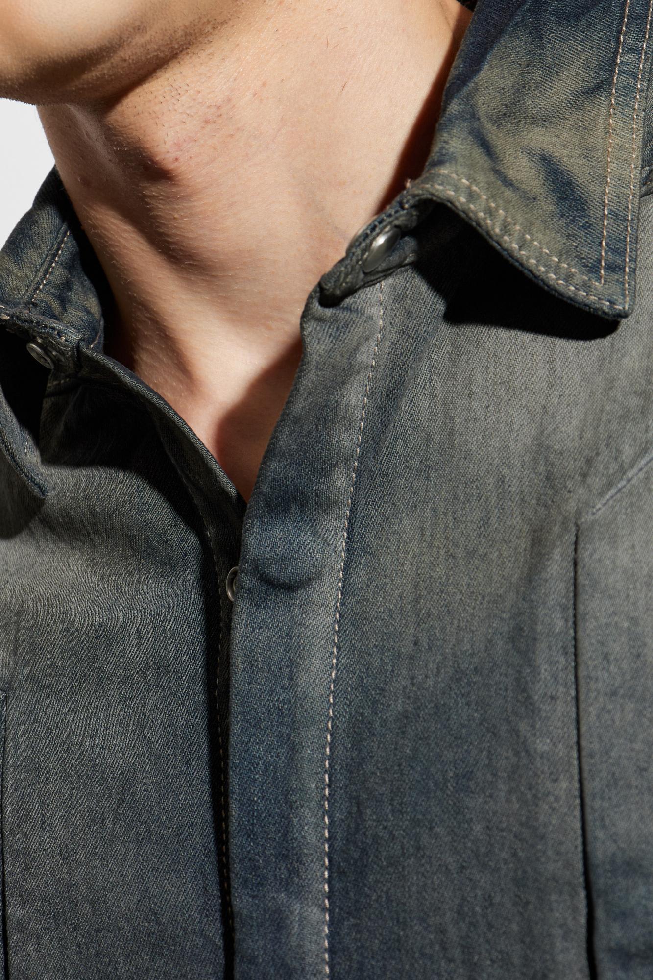 Rick Owens Gray Concordia Fogpocket Denim Shirt In Blue
