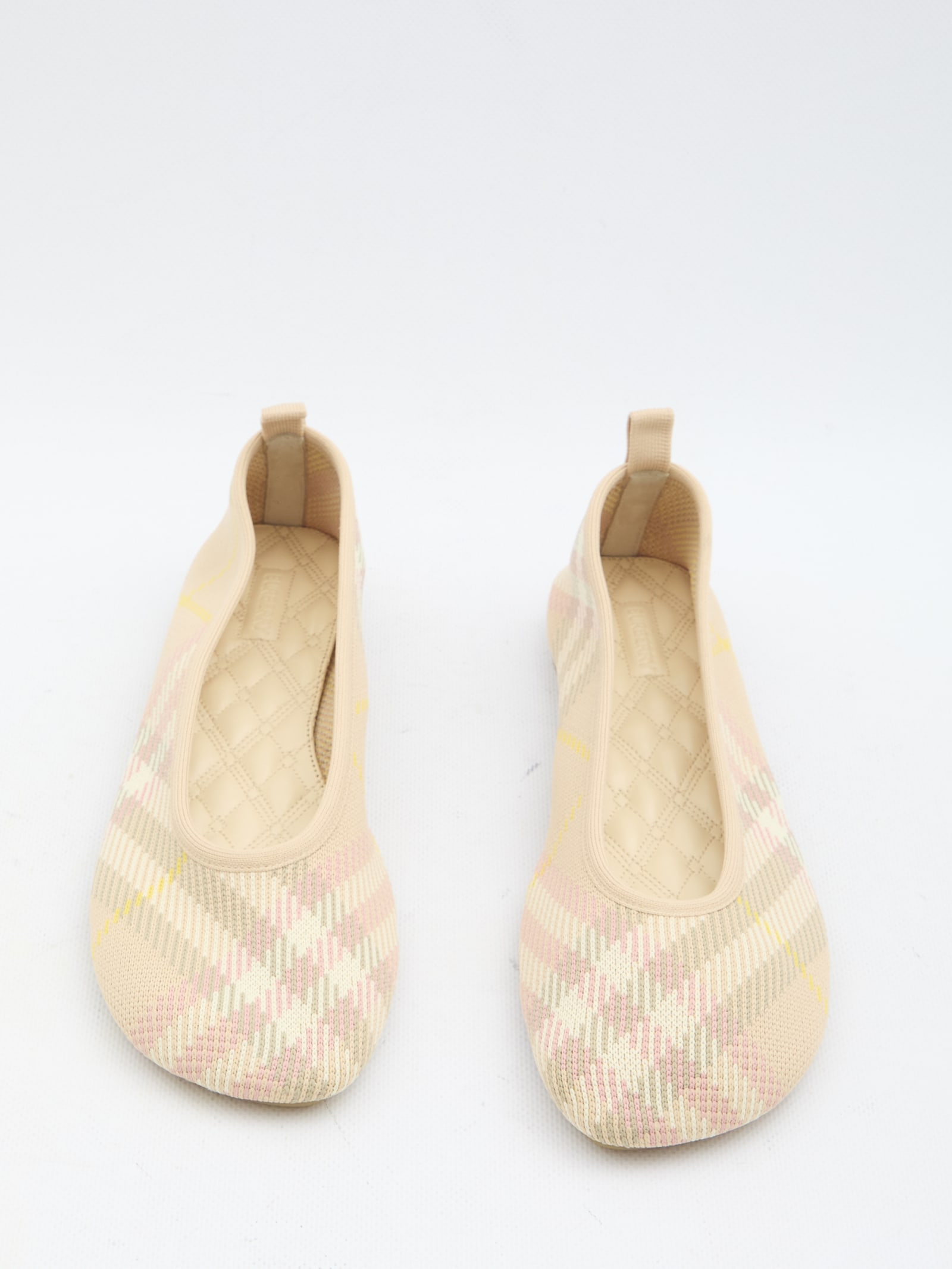 Shop Burberry Check Knit Baby Ballerinas In Teacup Ip Check