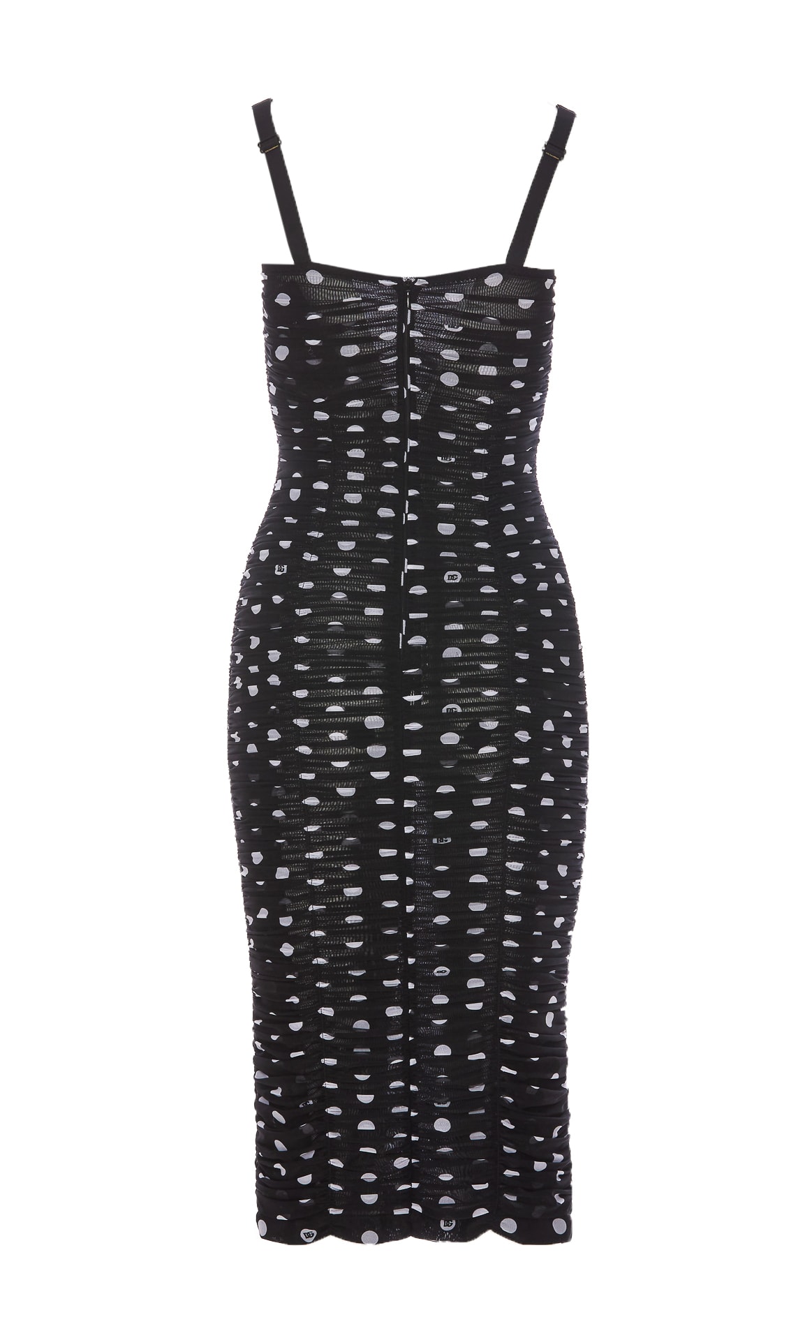 Shop Dolce & Gabbana Tulle Dot Print Longuette Dress In Black