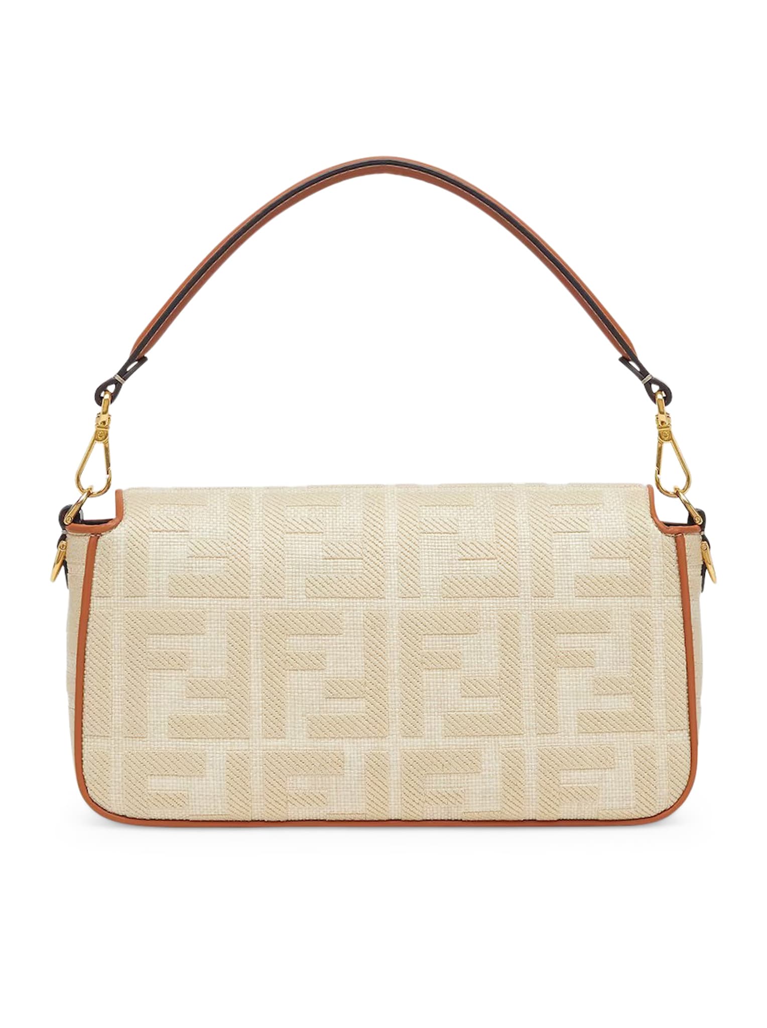 Fendi Baguette FF Motif Embroidered Pink Canvas Shoulder Bag