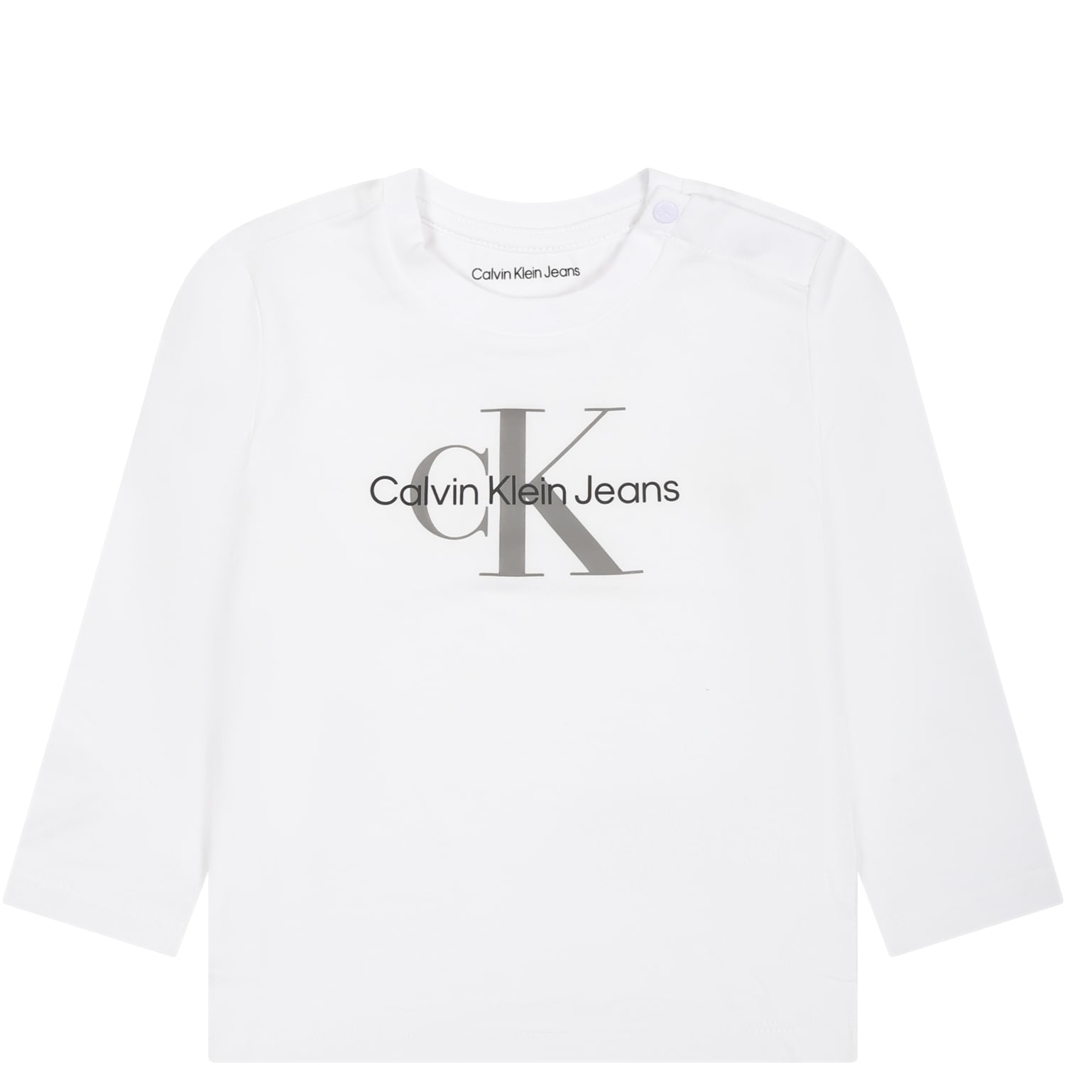 CALVIN KLEIN WHITE T-SHIRT FOR BABIES WITH LOGO