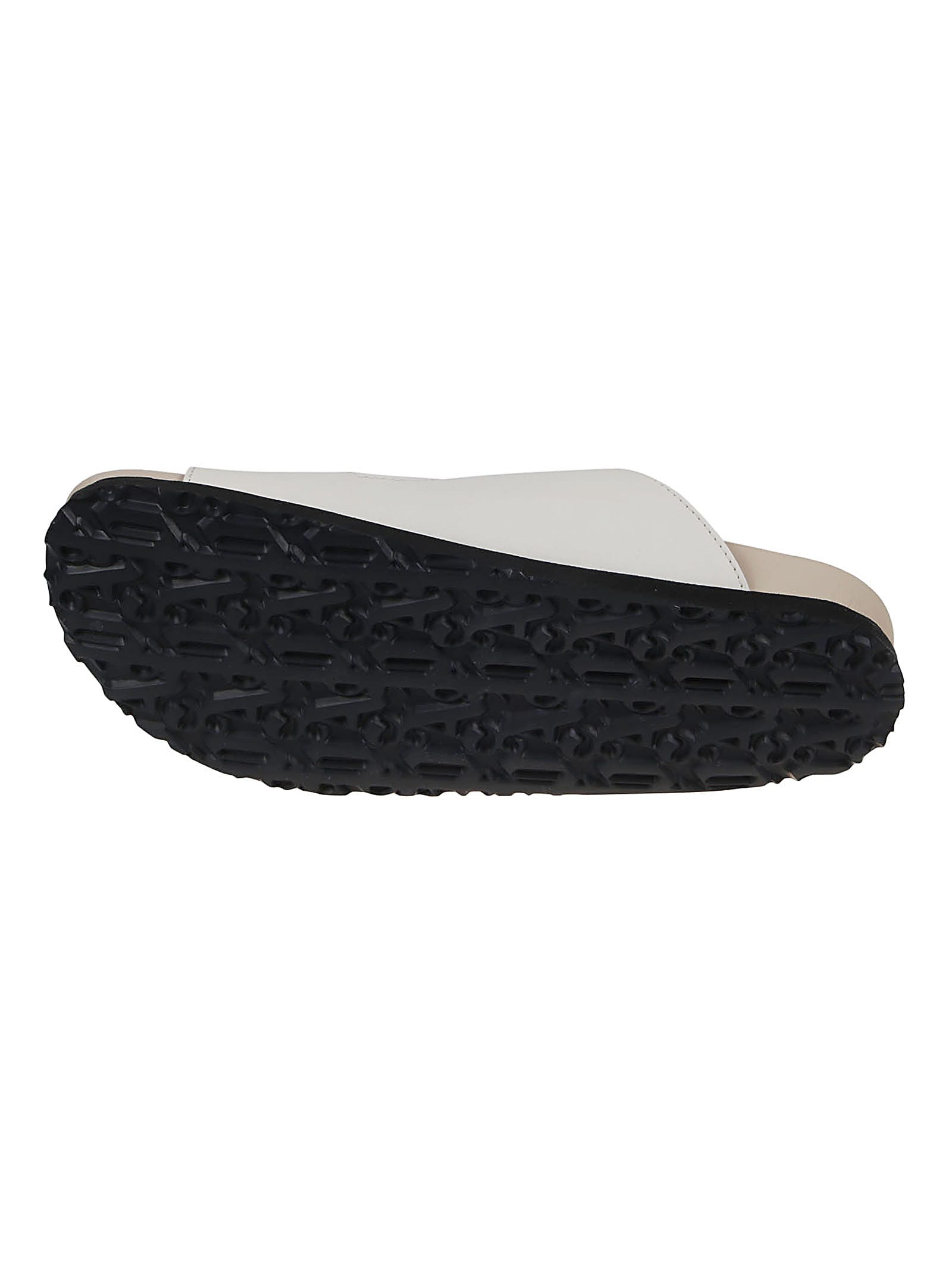 Shop Palm Angels Logo Sandals In Off White Beige
