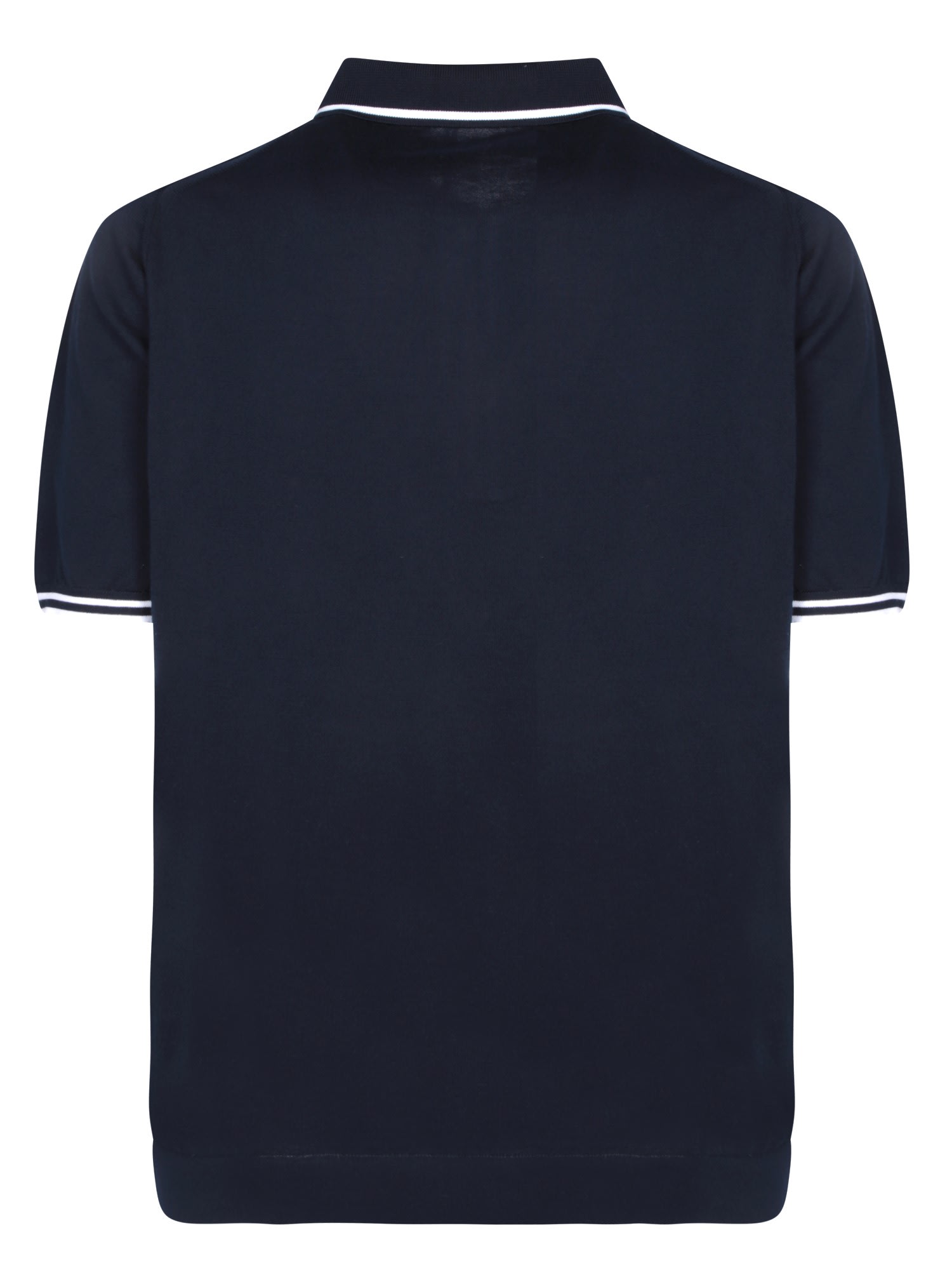 Shop Kiton Blue Piquã© Polo With White Trims