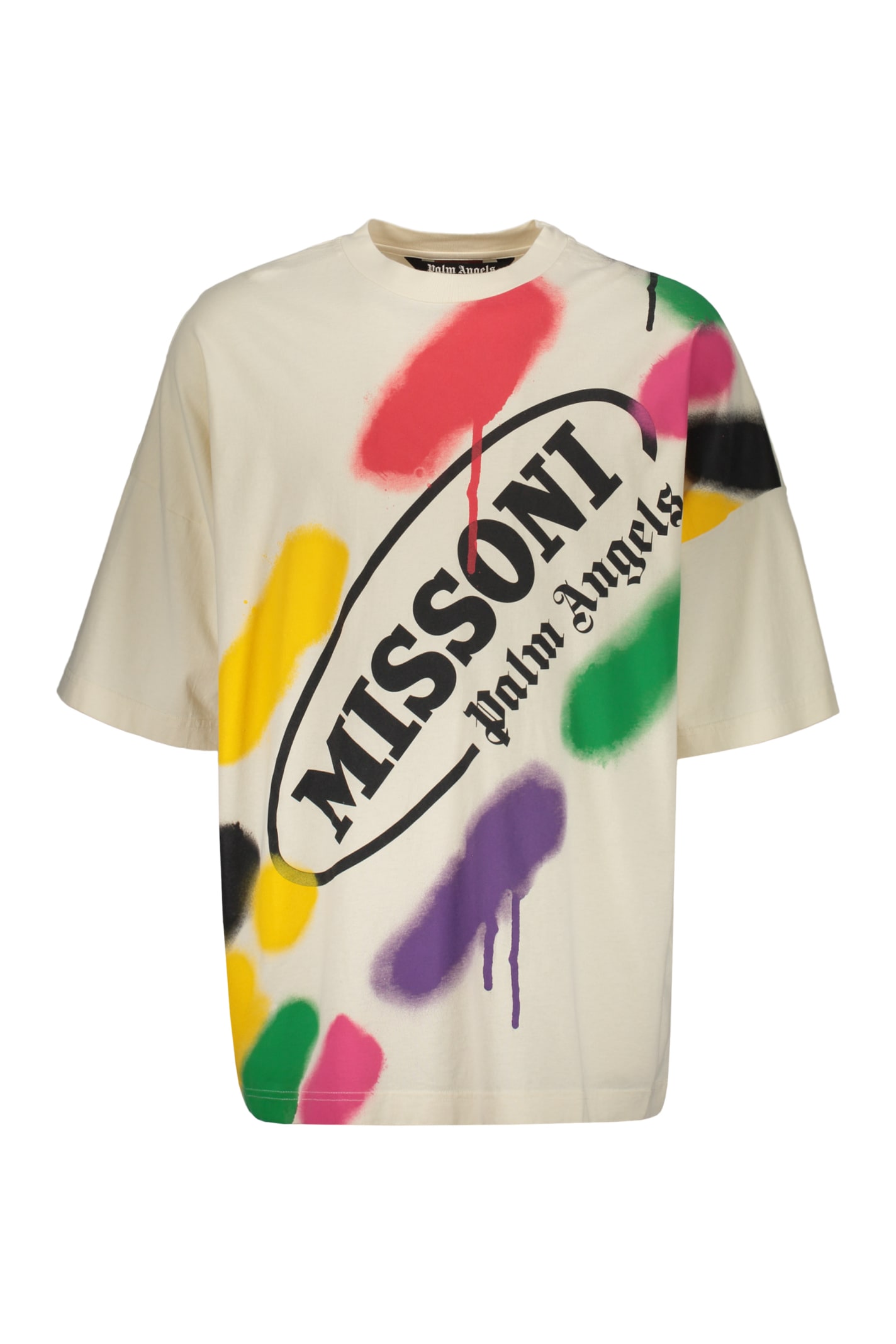 Shop Palm Angels X Missoni Cotton T-shirt In Ivory