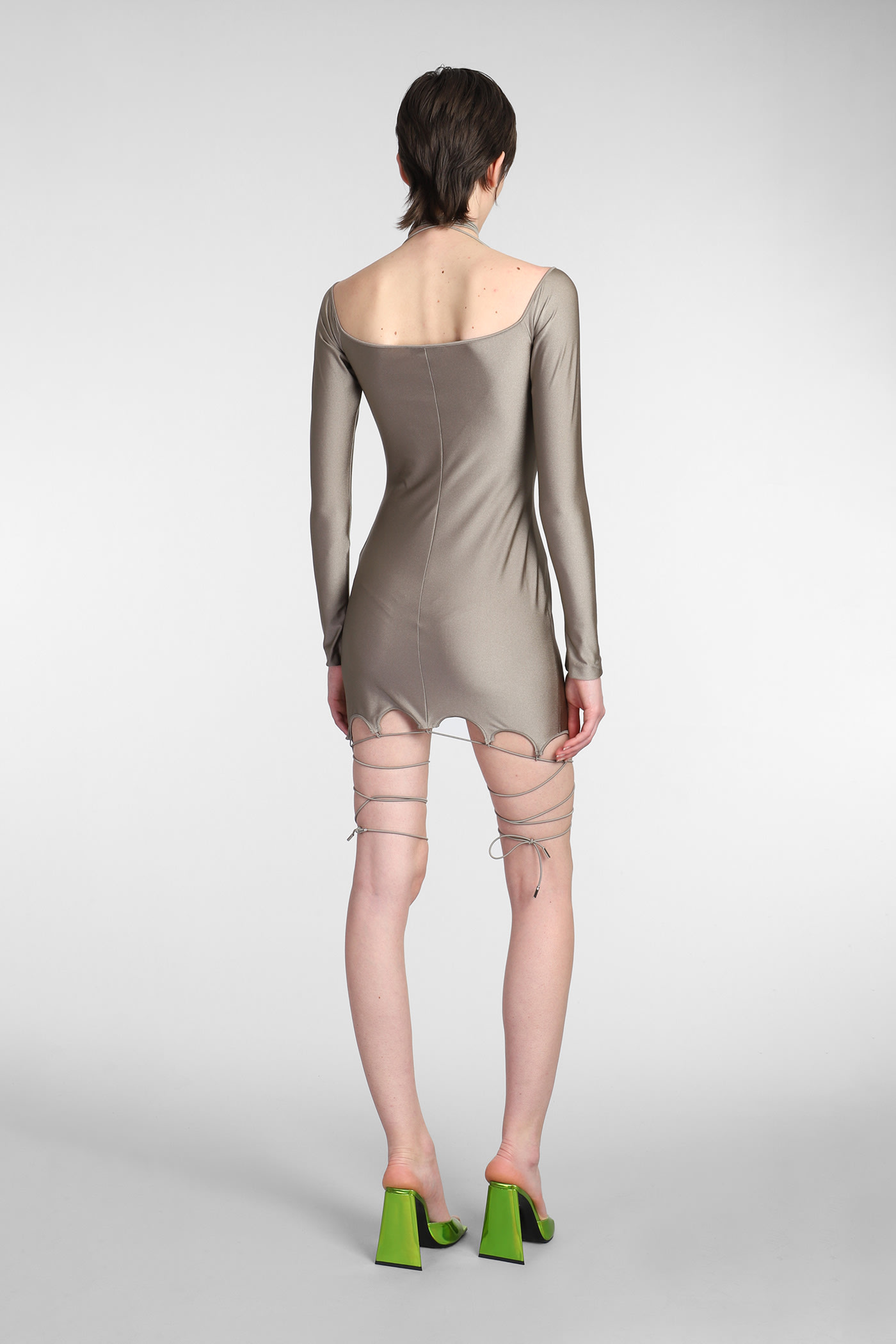 Attico ''lyna'' Military Mini Dress In Brown