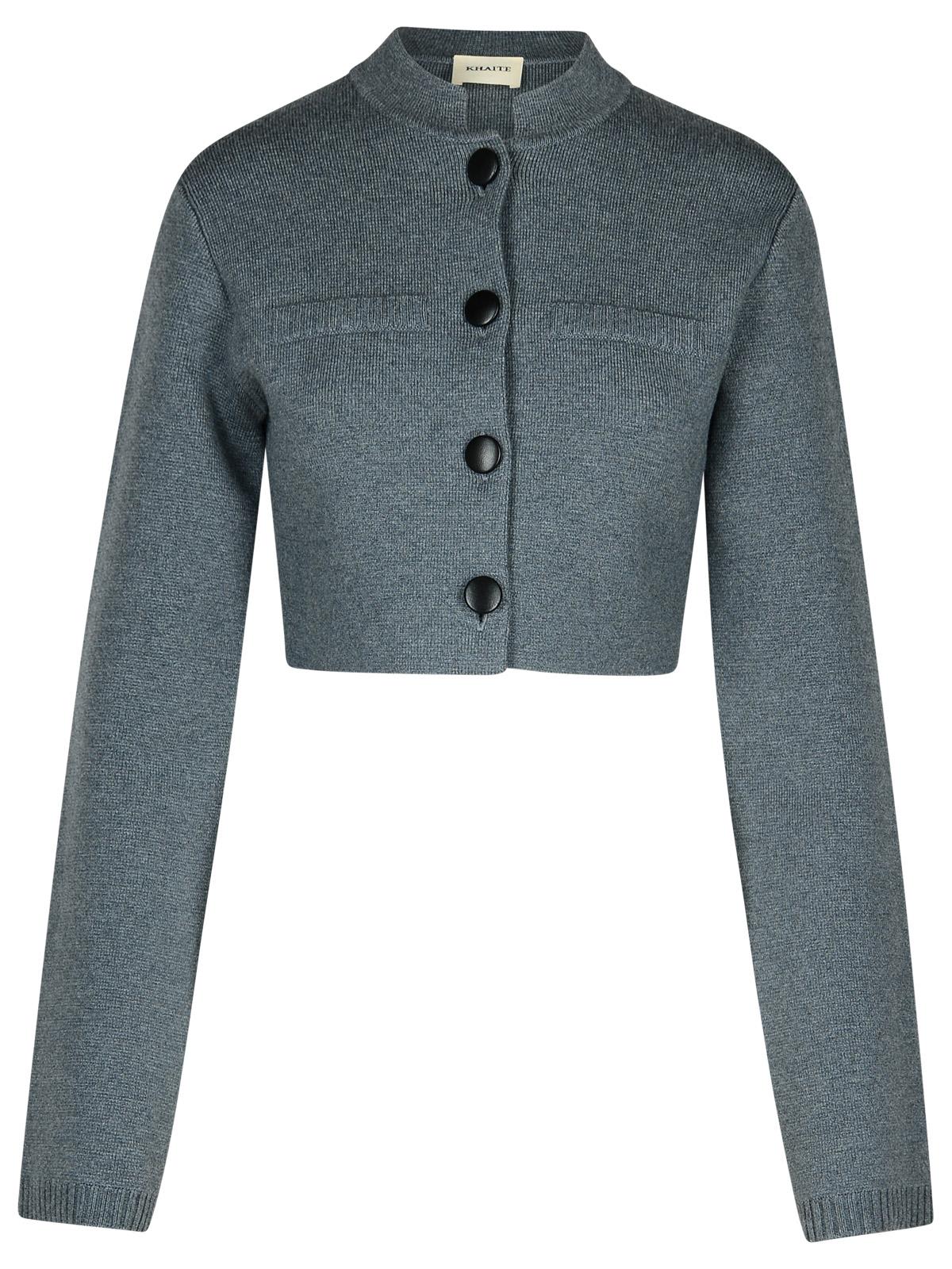 Shop Khaite Ello Grey Wool Blend Jacket