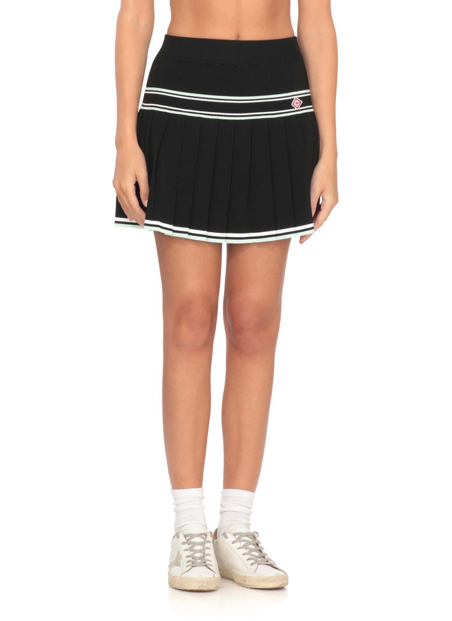 Casablanca Women Pleated Viscose Miniskirt In Black