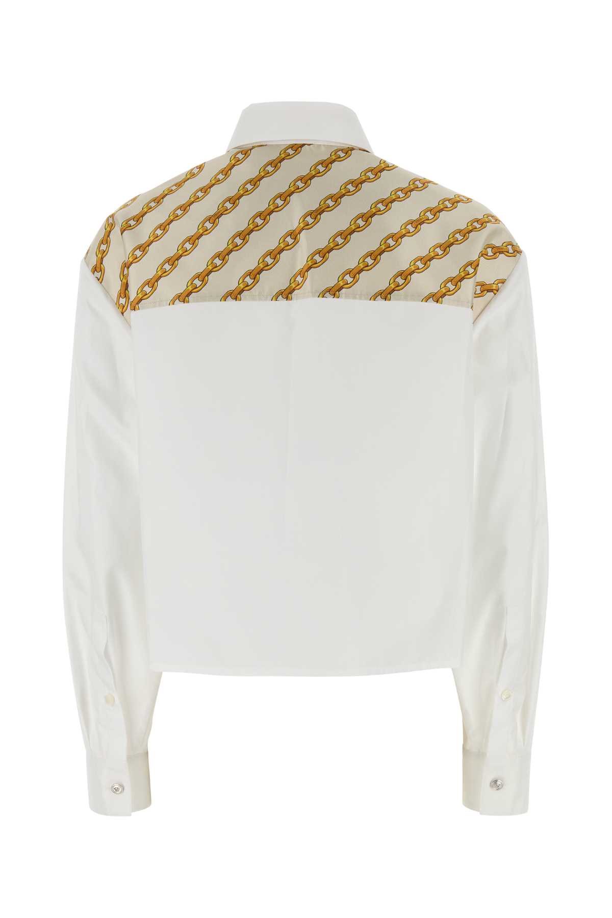 Versace White Poplin Shirt In Opticalwhite