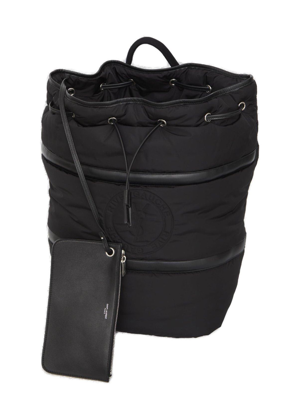 Shop Saint Laurent Rive Gauche Drawstring Backpack In Black