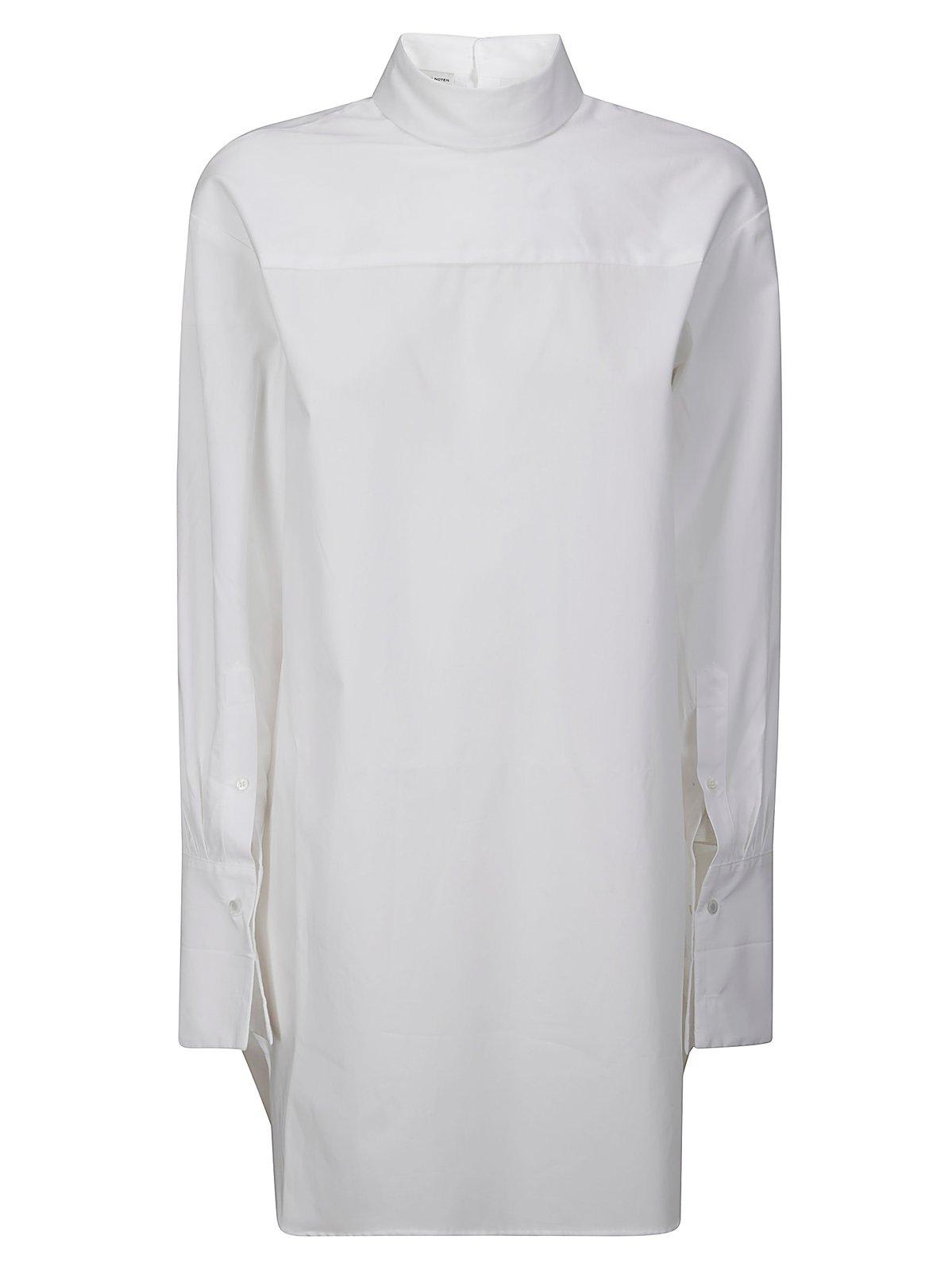 Dries Van Noten Corso Asymmetrical Cotton Shirt In Bianco
