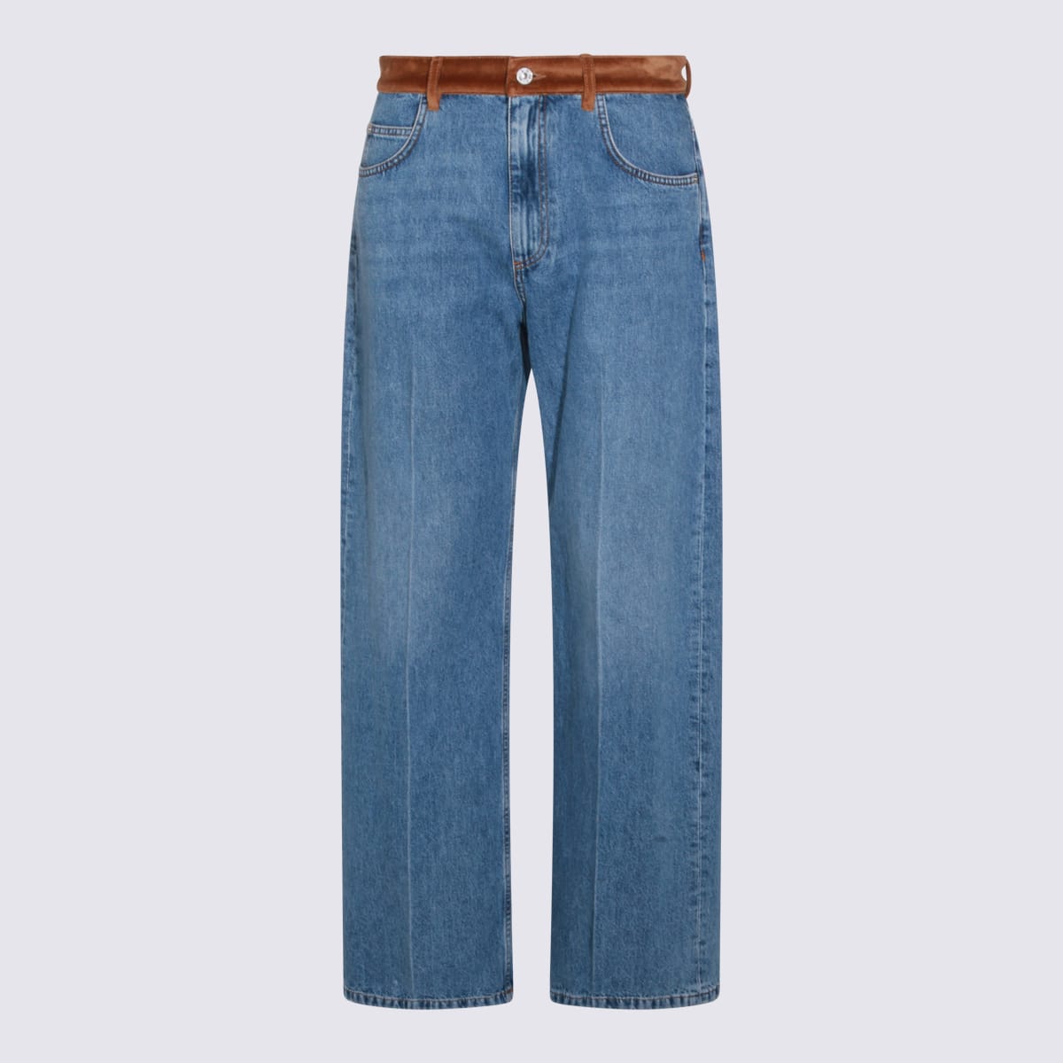 Marni Straight Trousers With Belt Loops And Pockets In Blue