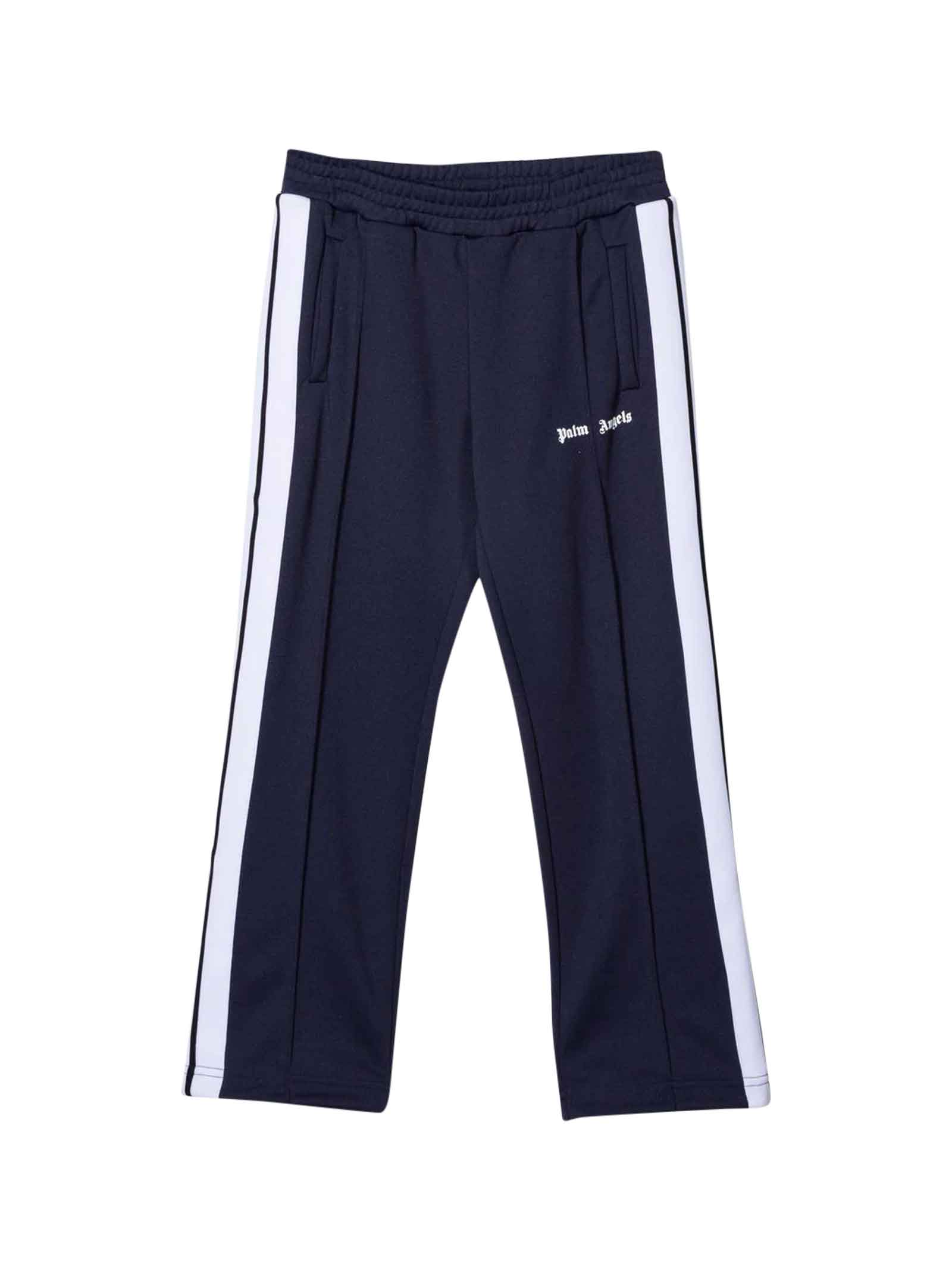 Palm Angels Blue Trousers With White Side Band