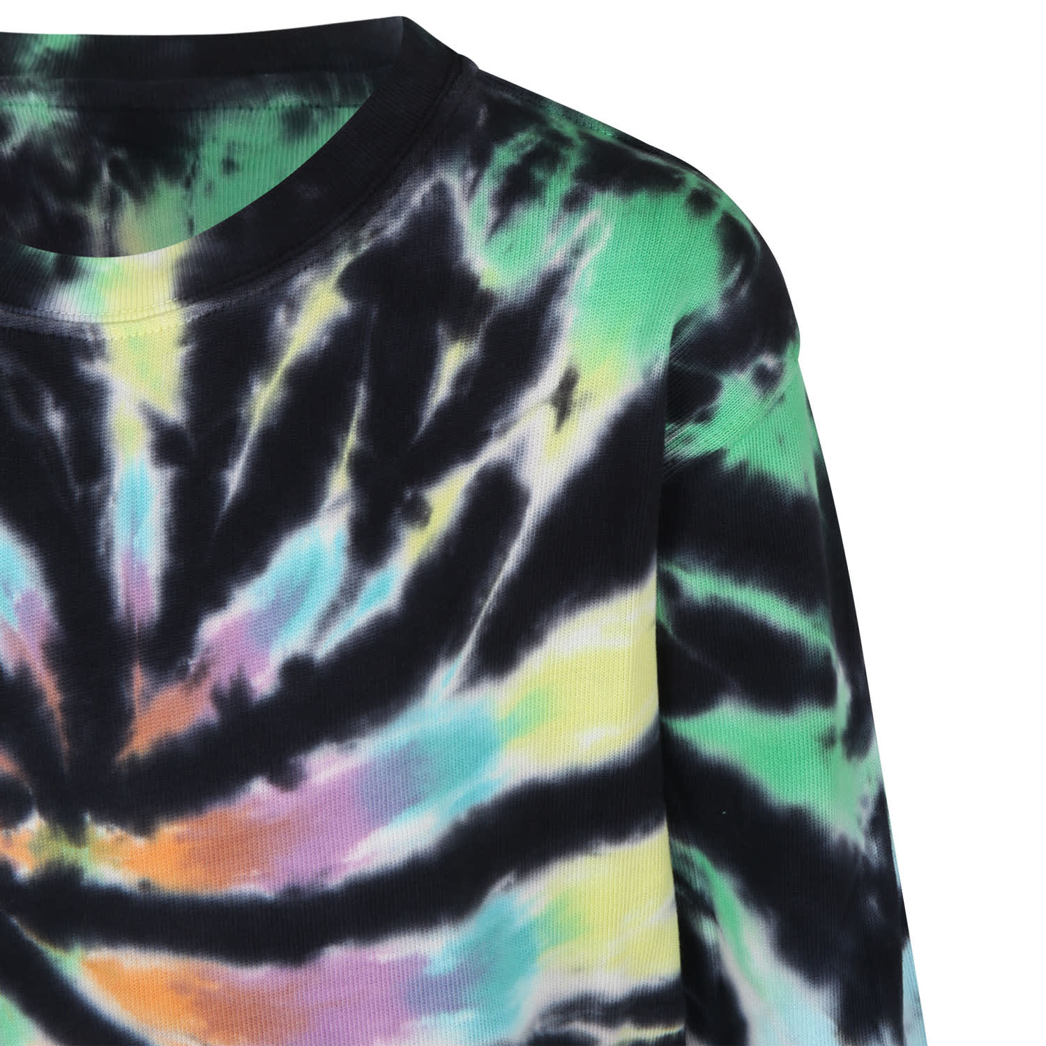 Shop Molo Black Sweatshirt For Boy With Tie-dye Print In Multicolor