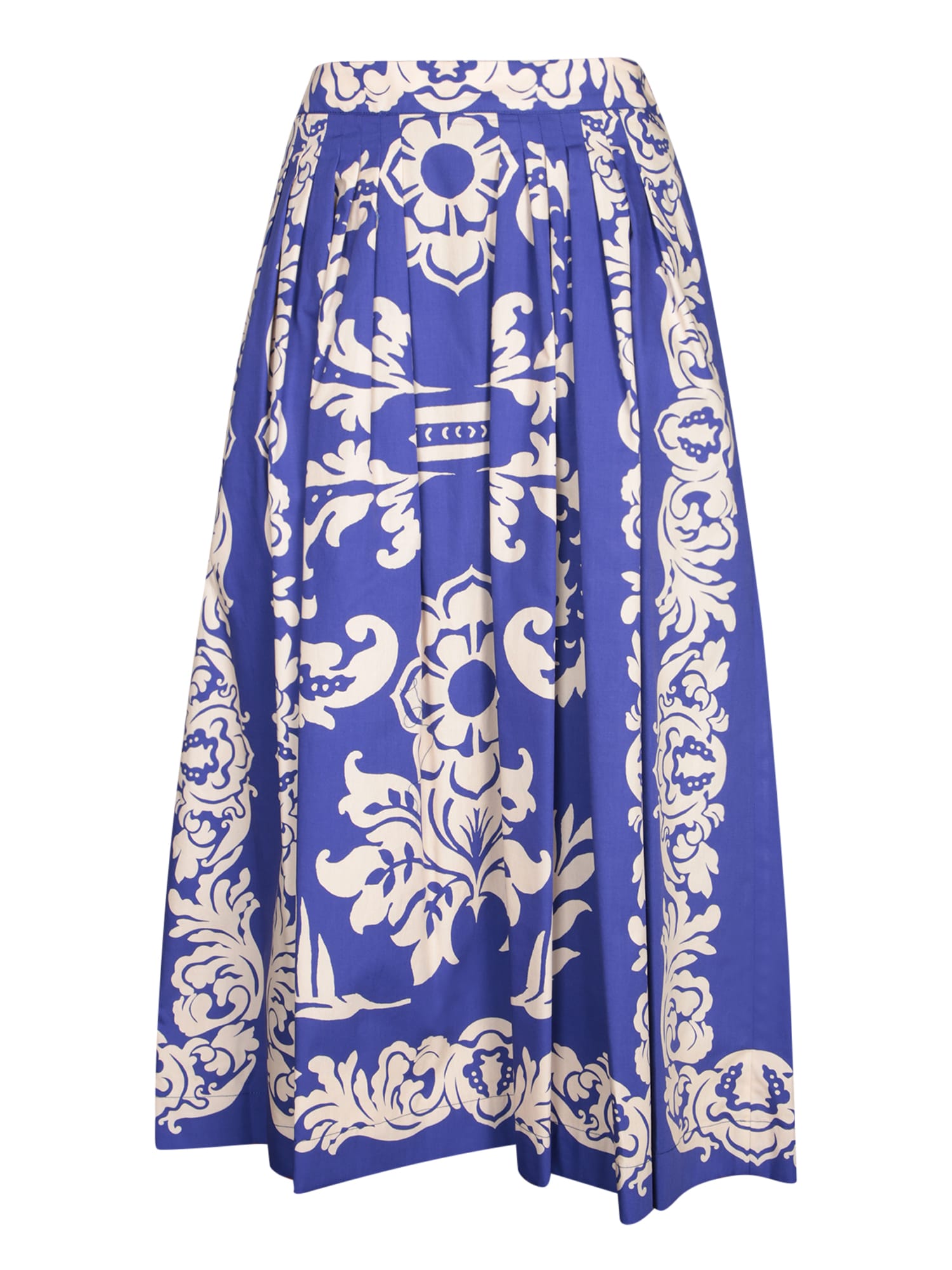 Blue-white Paisley Midi Skirt