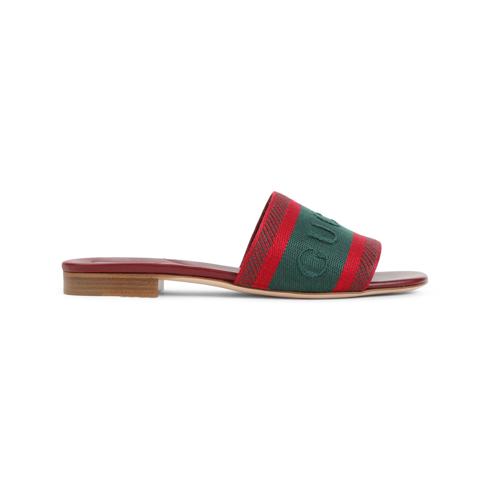 Gucci Open-toe Red Leather Sandals In Multi