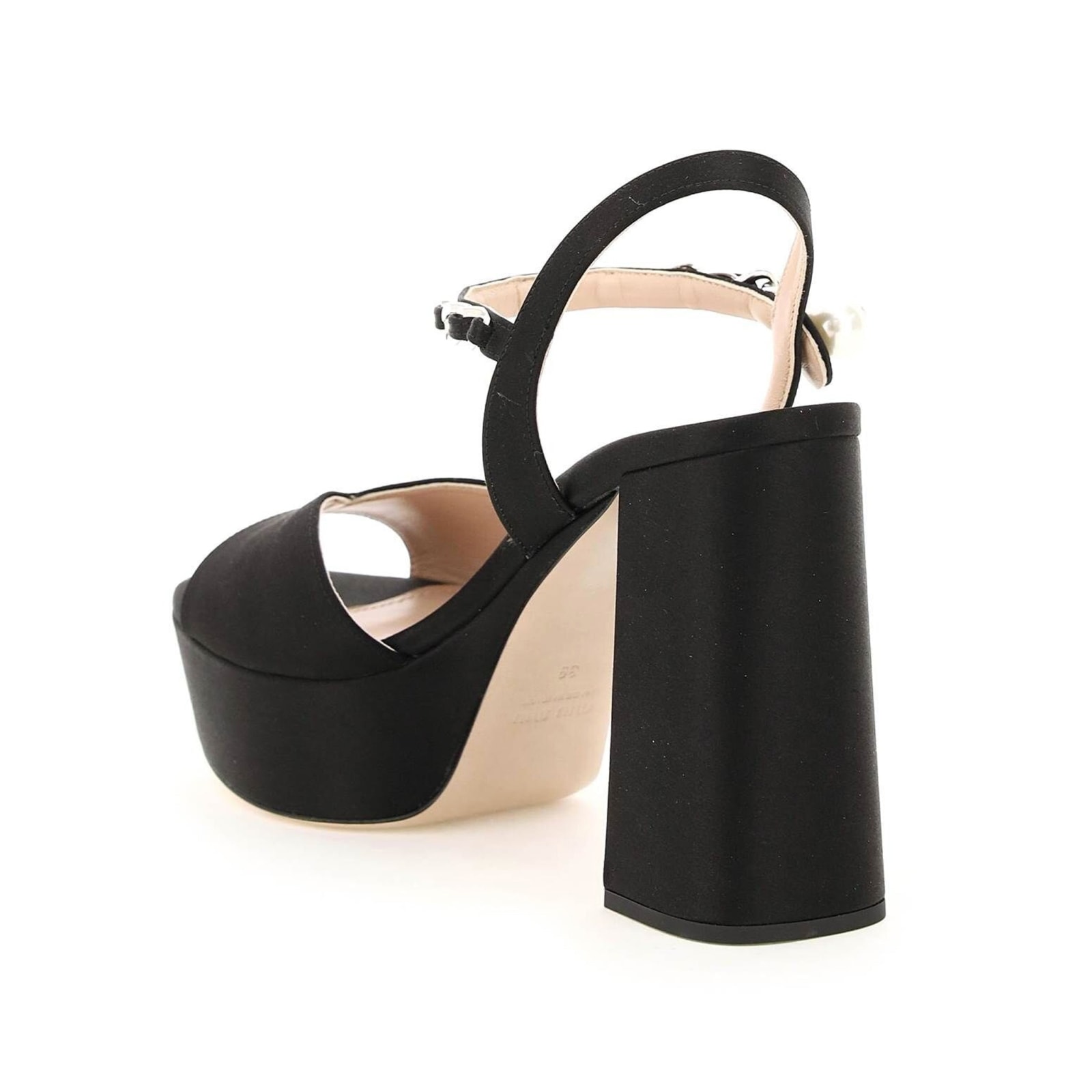 Shop Miu Miu Platform Sandals In Black