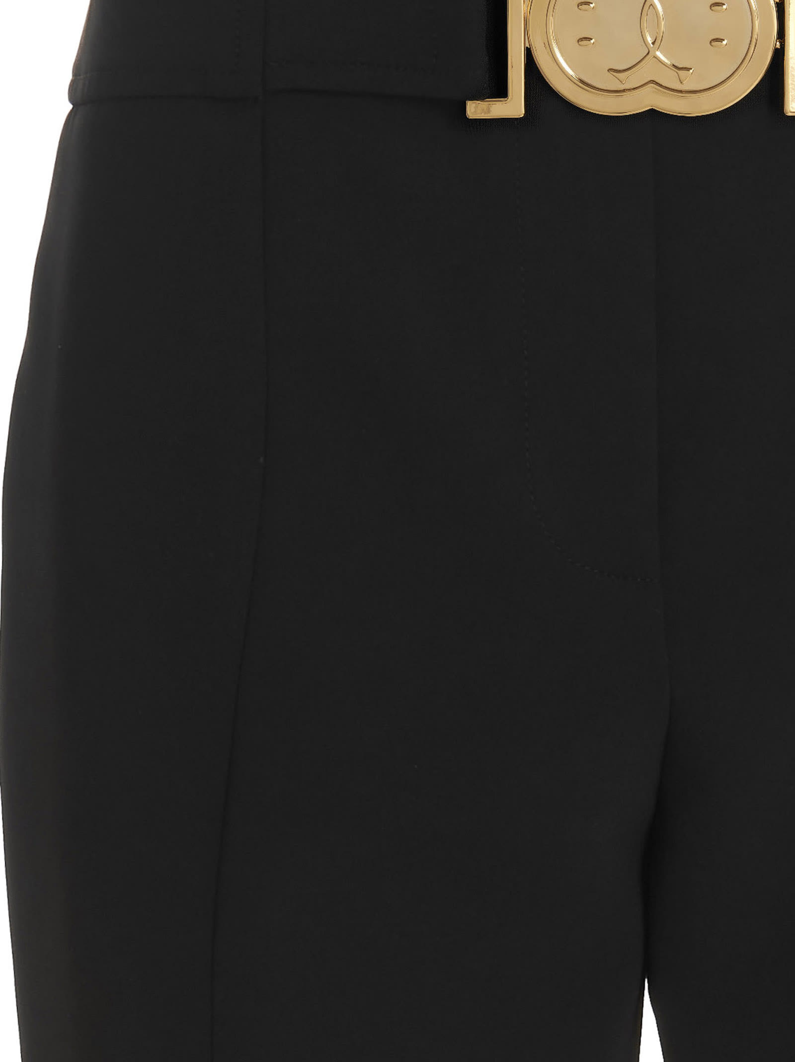 Shop Moschino Smiley Buckle Pants In Black