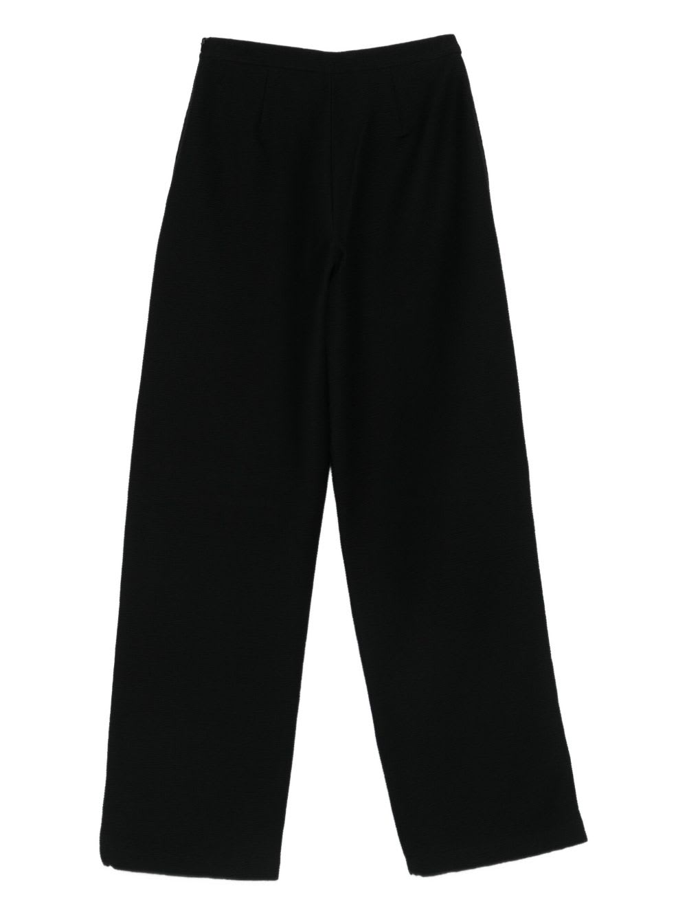 Emporio Armani High-rise Wide-leg Cotton-blend Trousers In Black