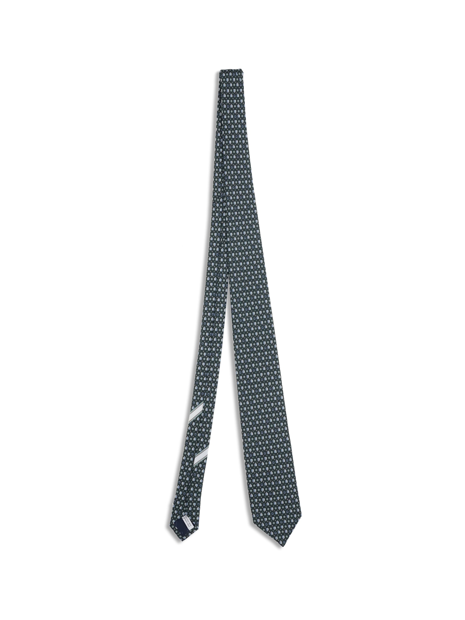 Ferragamo Men Tortoise Print Silk Tie In Gray