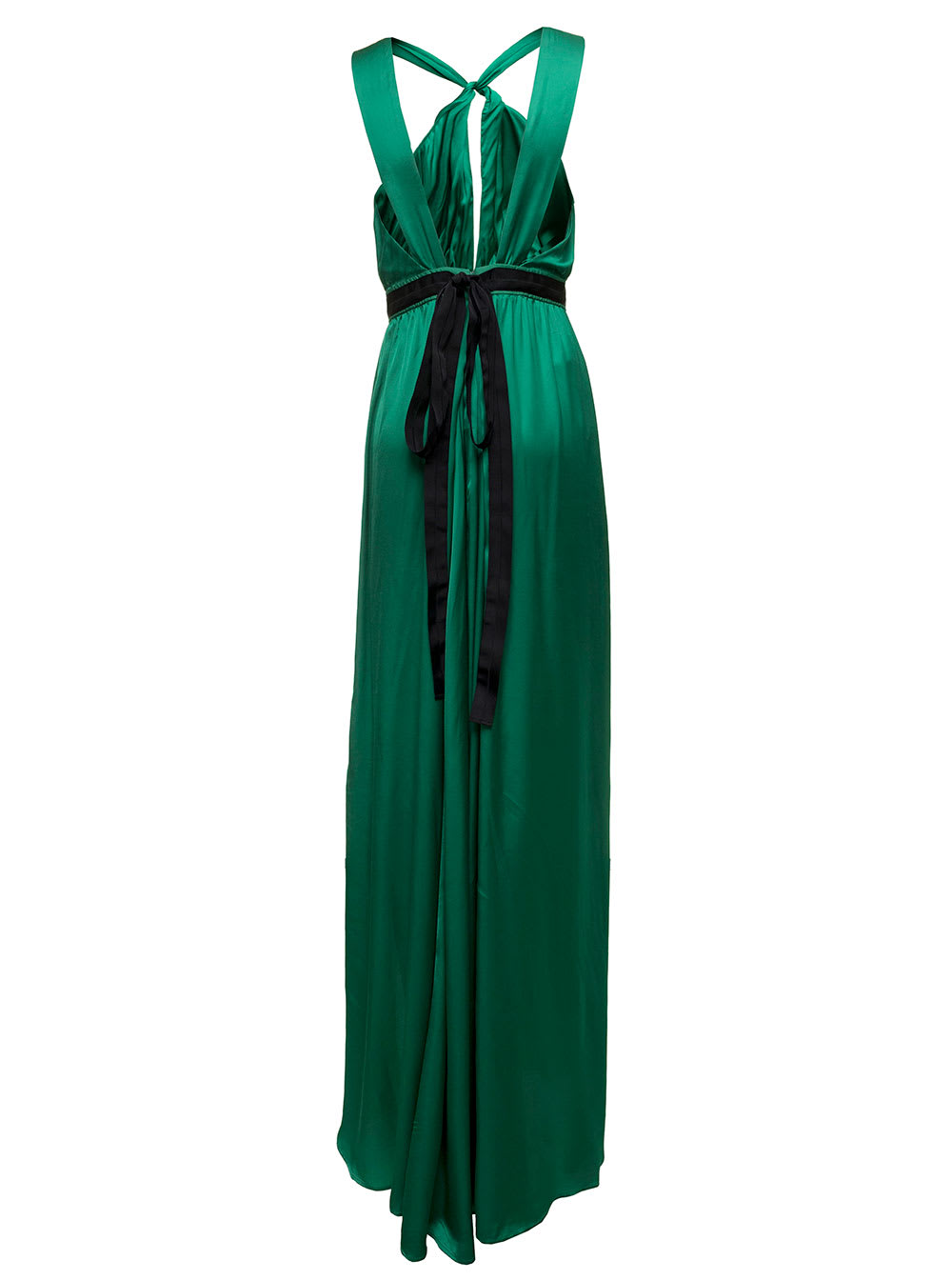 Pinko Womans Anguria Green Satin Long Dress