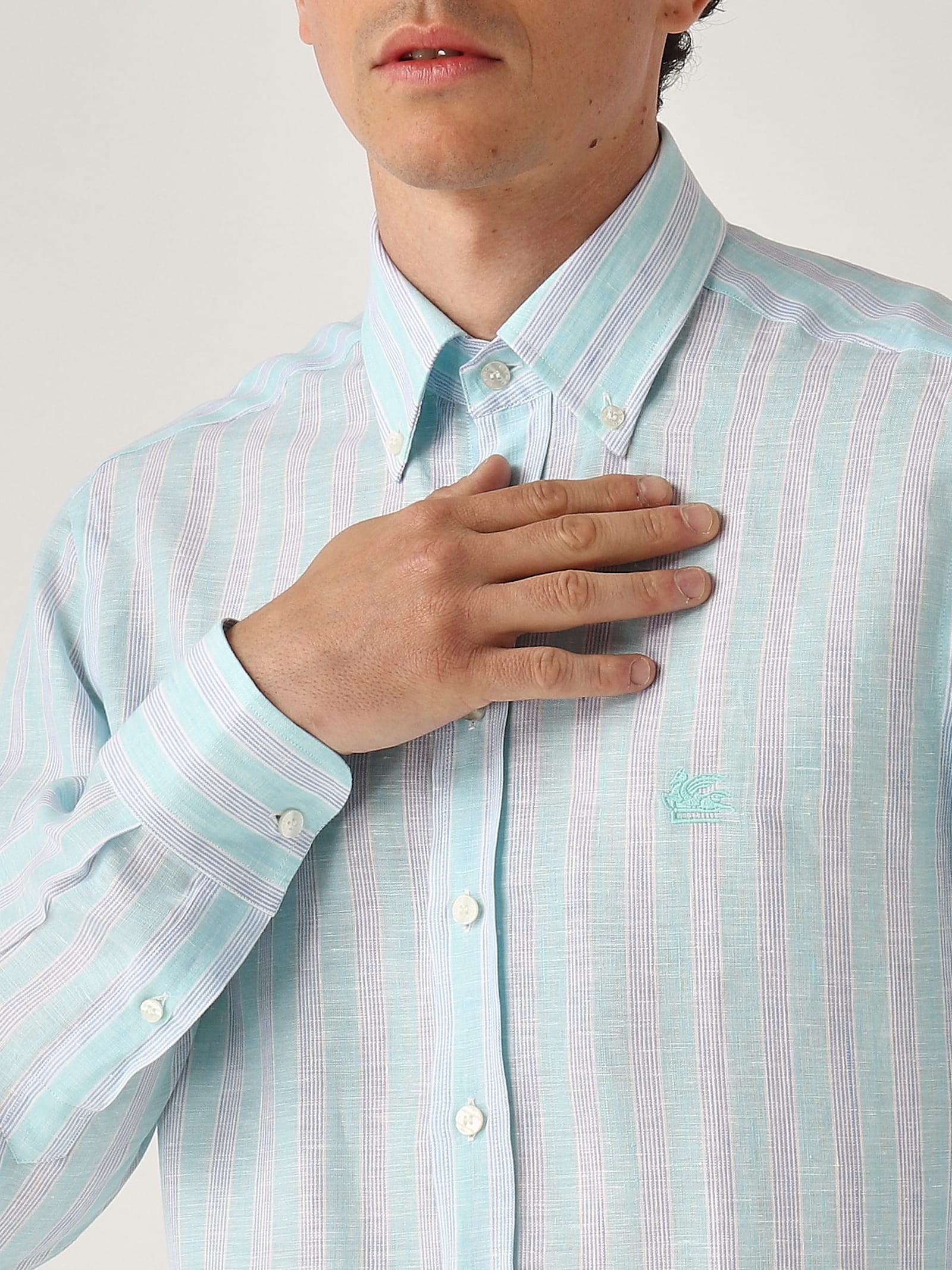 Etro Camicia Bd M/l Shirt In Turchese-cielo