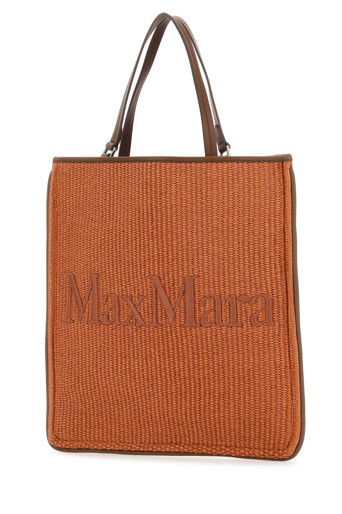 Shop Max Mara Caramel Raffia Easybag Shopping Bag In 027