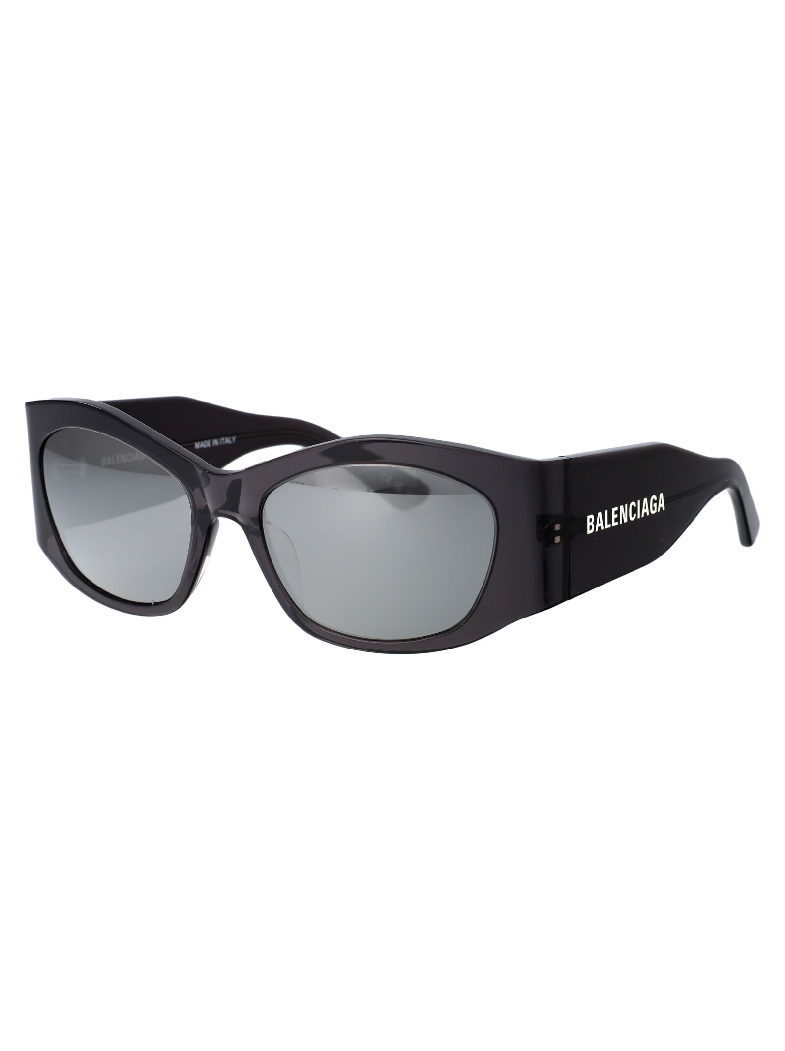 Shop Balenciaga Bb0329s Sunglasses In 003 Grey Grey Silver