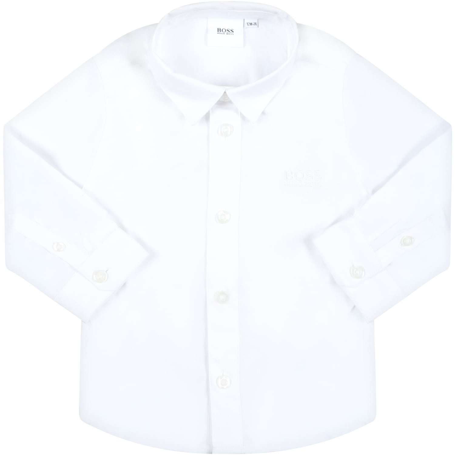 Hugo Boss White Shirt For Baby Boy With White Logo