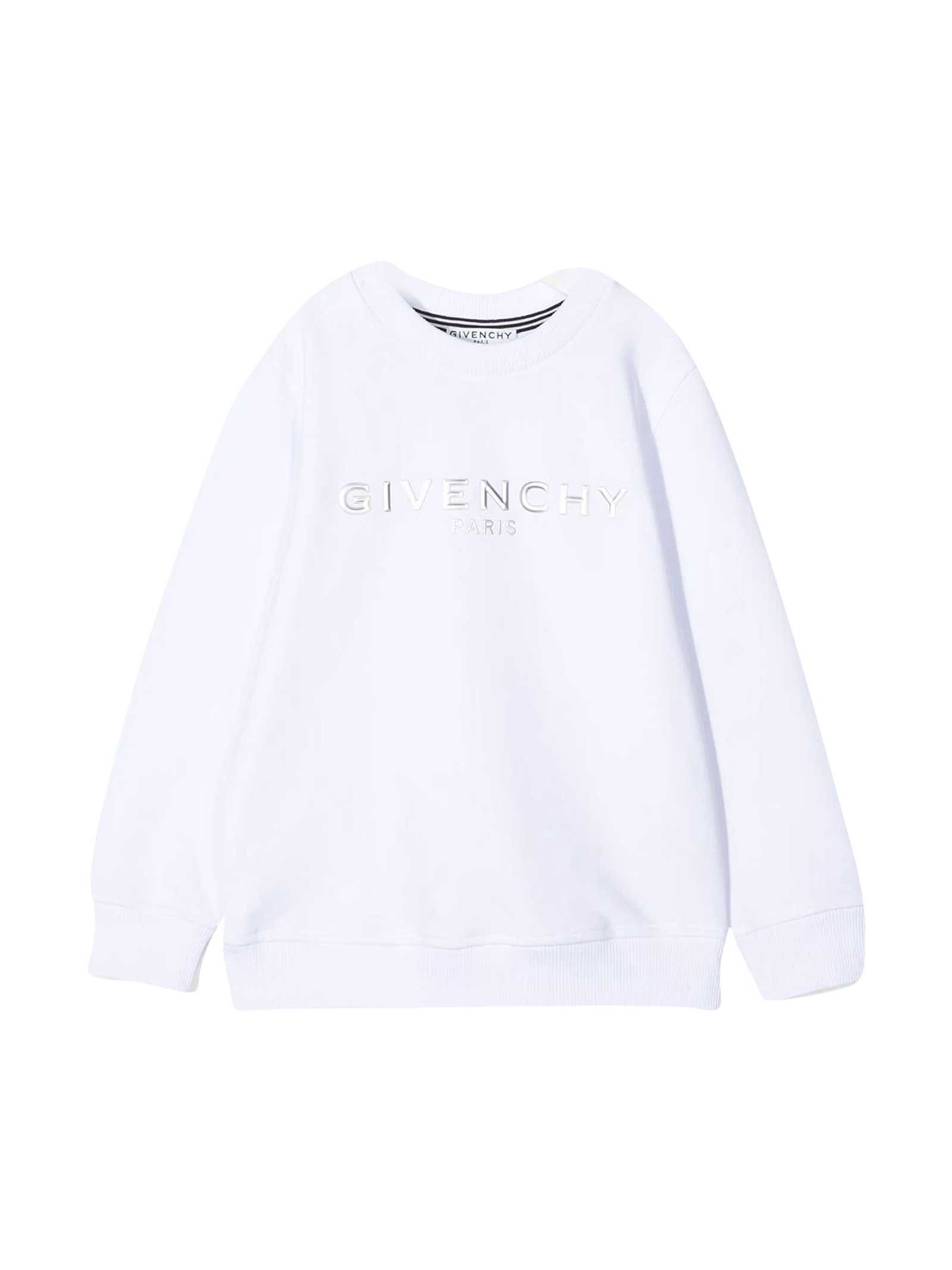 GIVENCHY WHITE TEEN SWEATSHIRT WITH LOGO,H25241 10BT