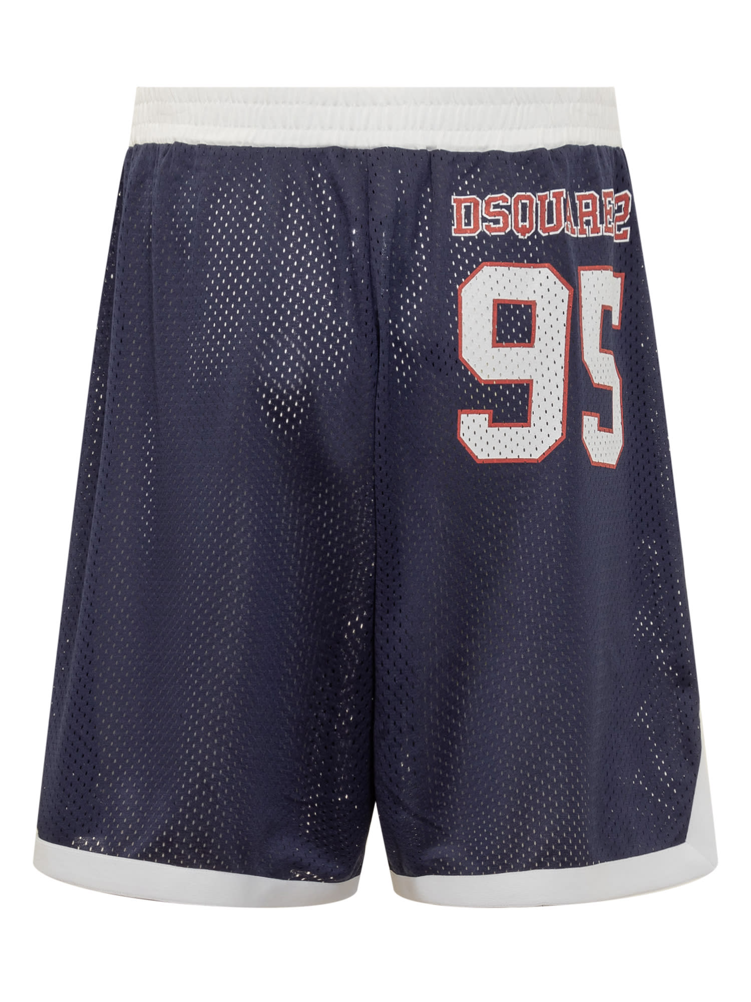 Shop Dsquared2 Mesh Fabric Shorts With Logos In Navy Blue