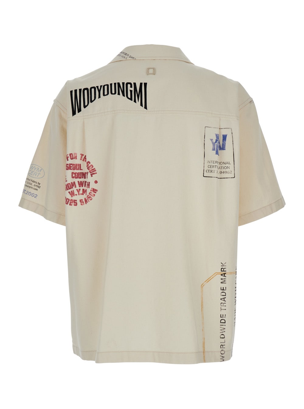 Wooyoungmi Beige Bowling Shirt With Cubab Collar And All-over Prints In Cotton Man In Beige