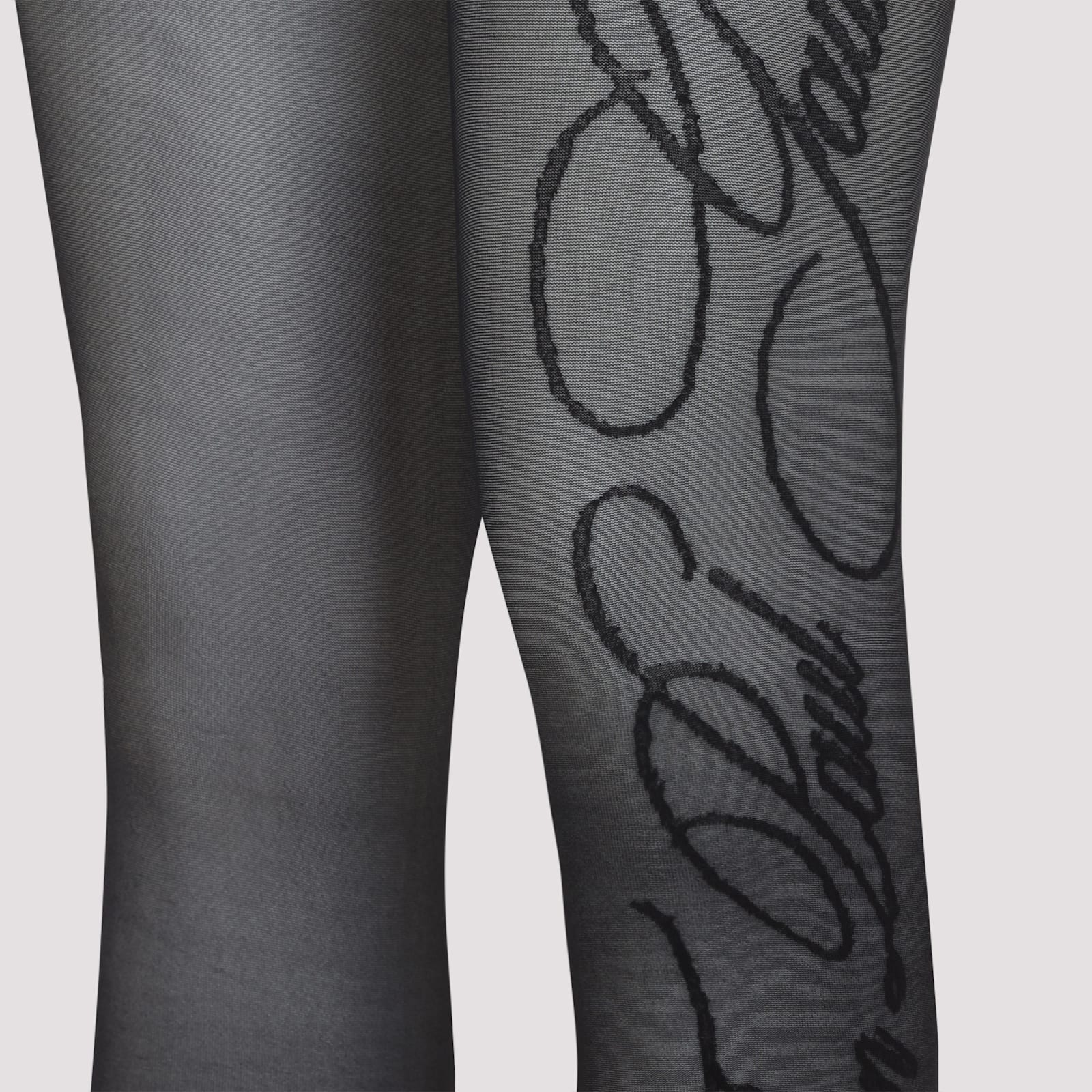 Jean Paul Gaultier Signature Script Sheer Tights In Black