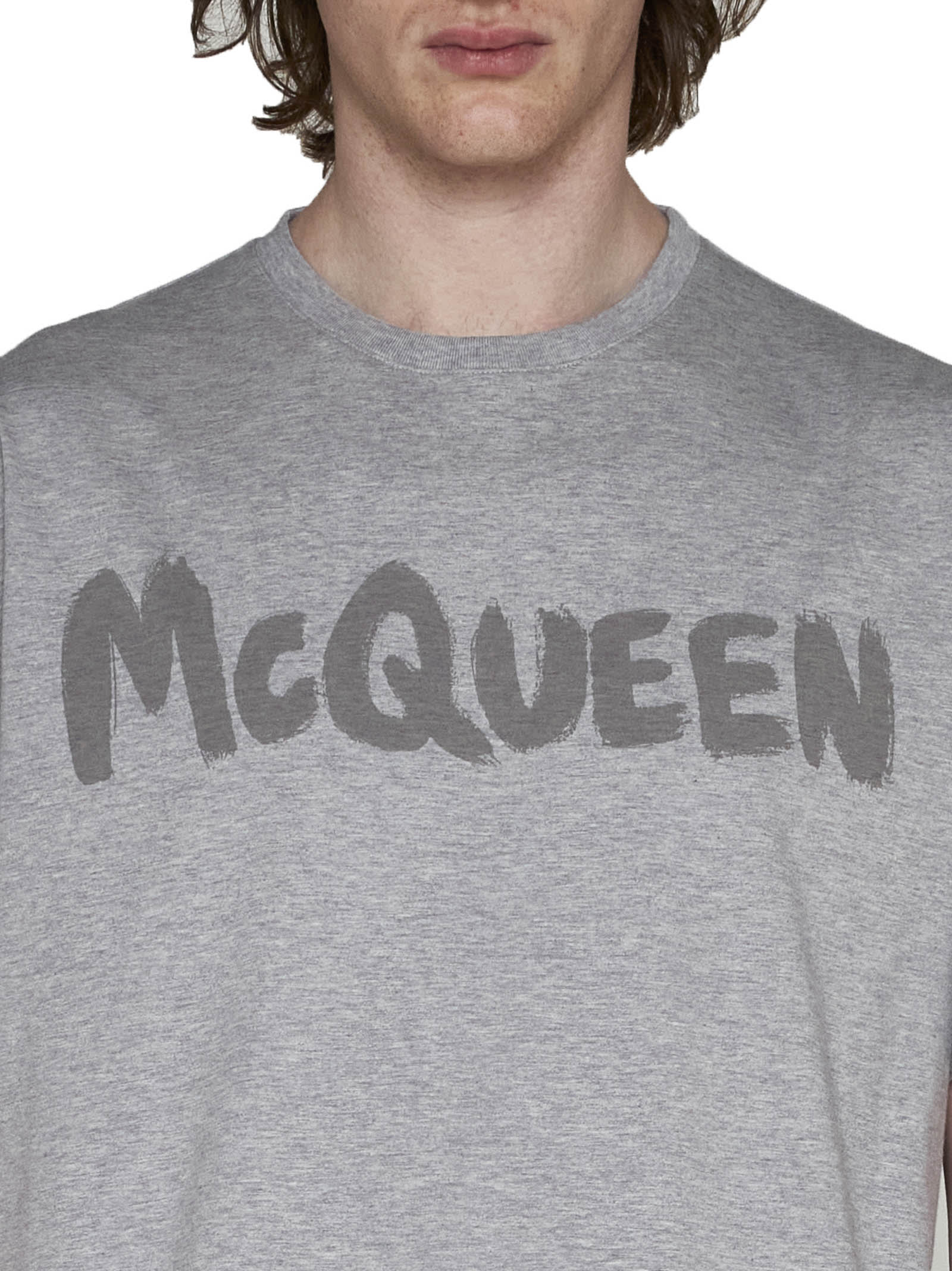 Alexander Mcqueen Alexander Mc Queen Graffiti T Shirt In Grey